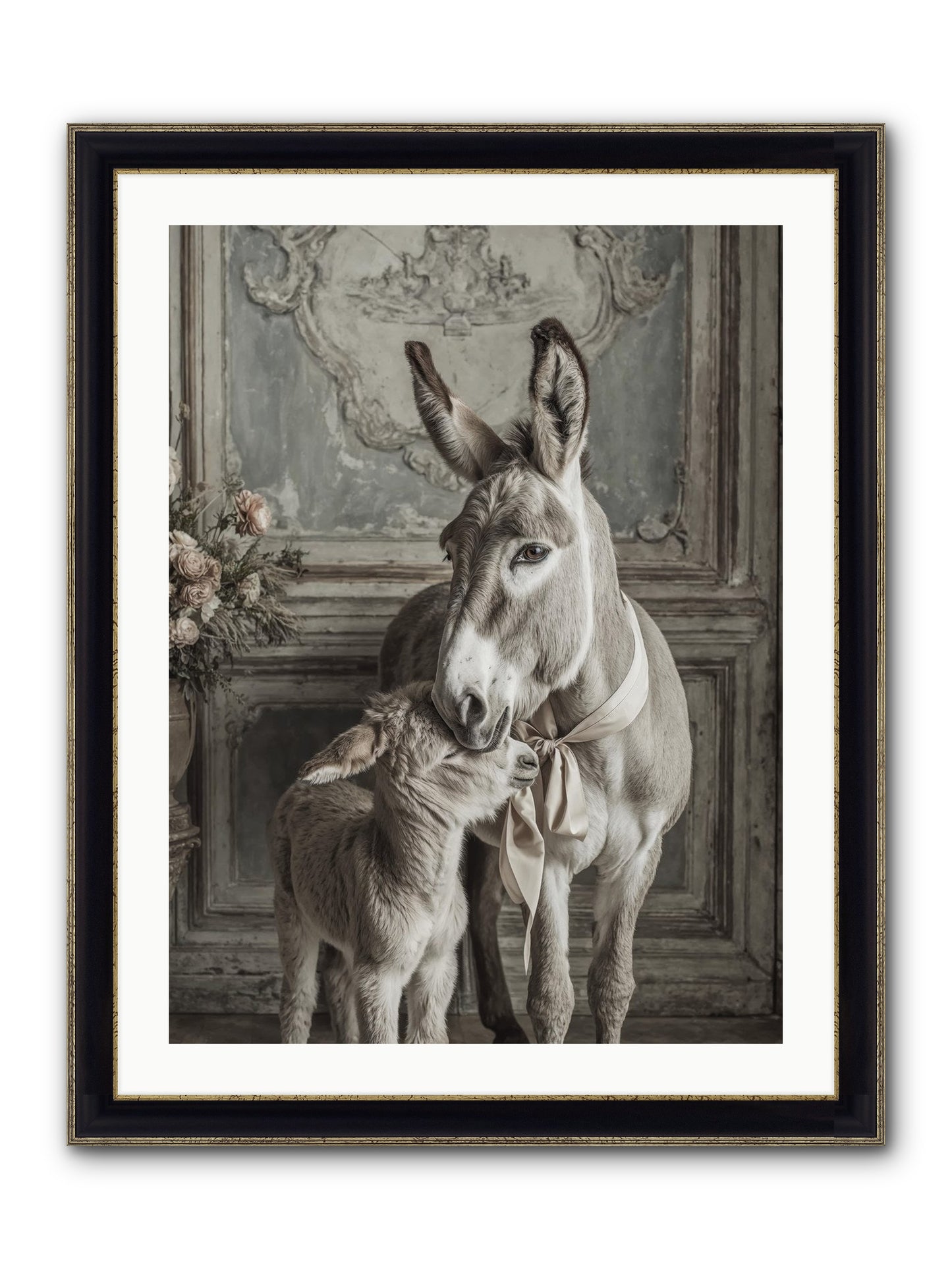 Velvet Heart Whispers Framed Print - Black & Gold 24x32