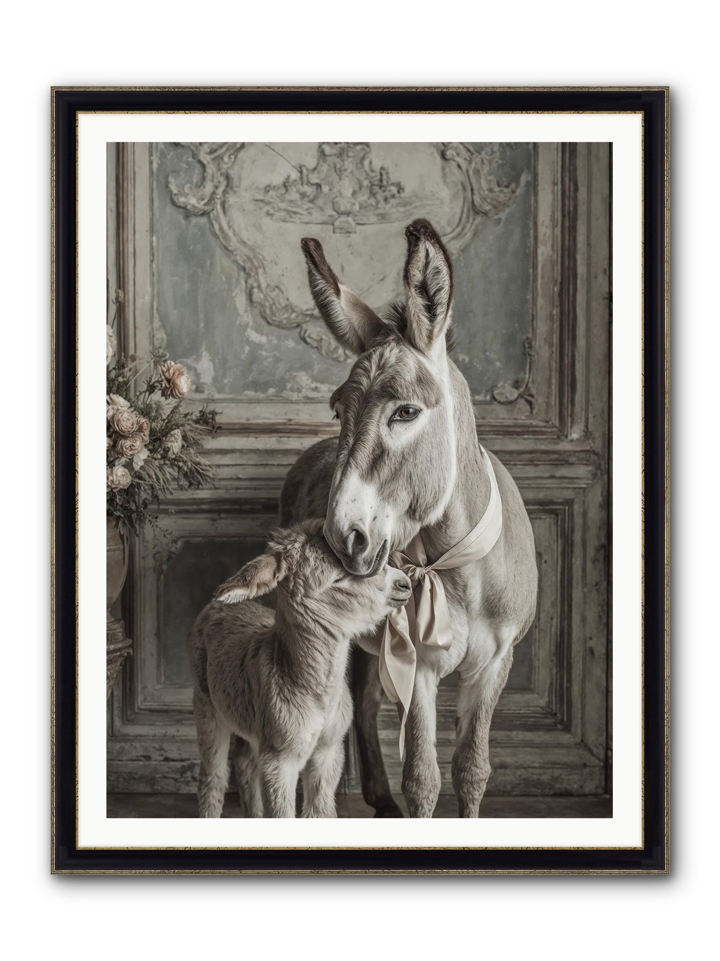 Velvet Heart Whispers Framed Print - Black & Gold 36x48