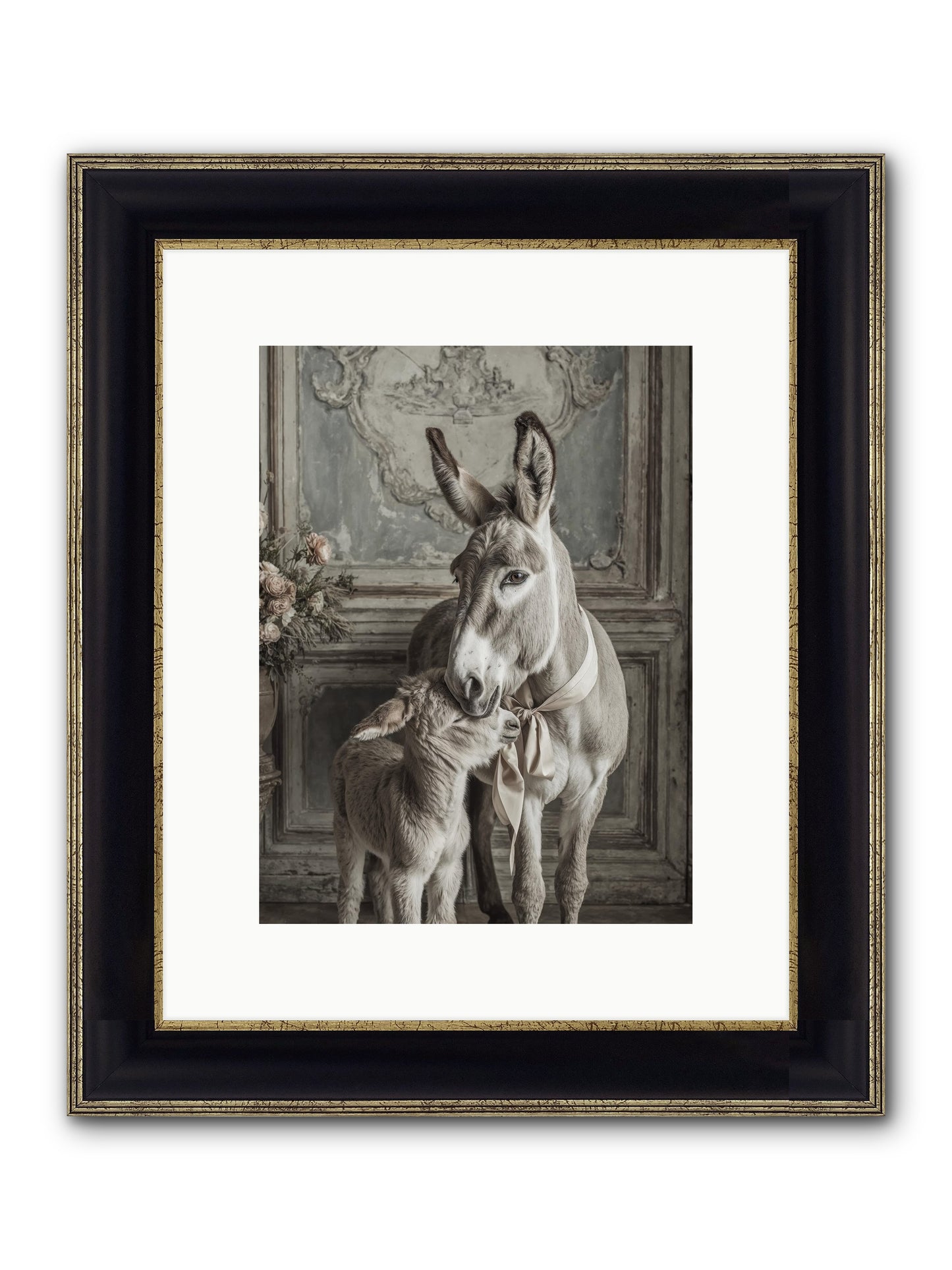 Velvet Heart Whispers Framed Print - Black & Gold 9x12