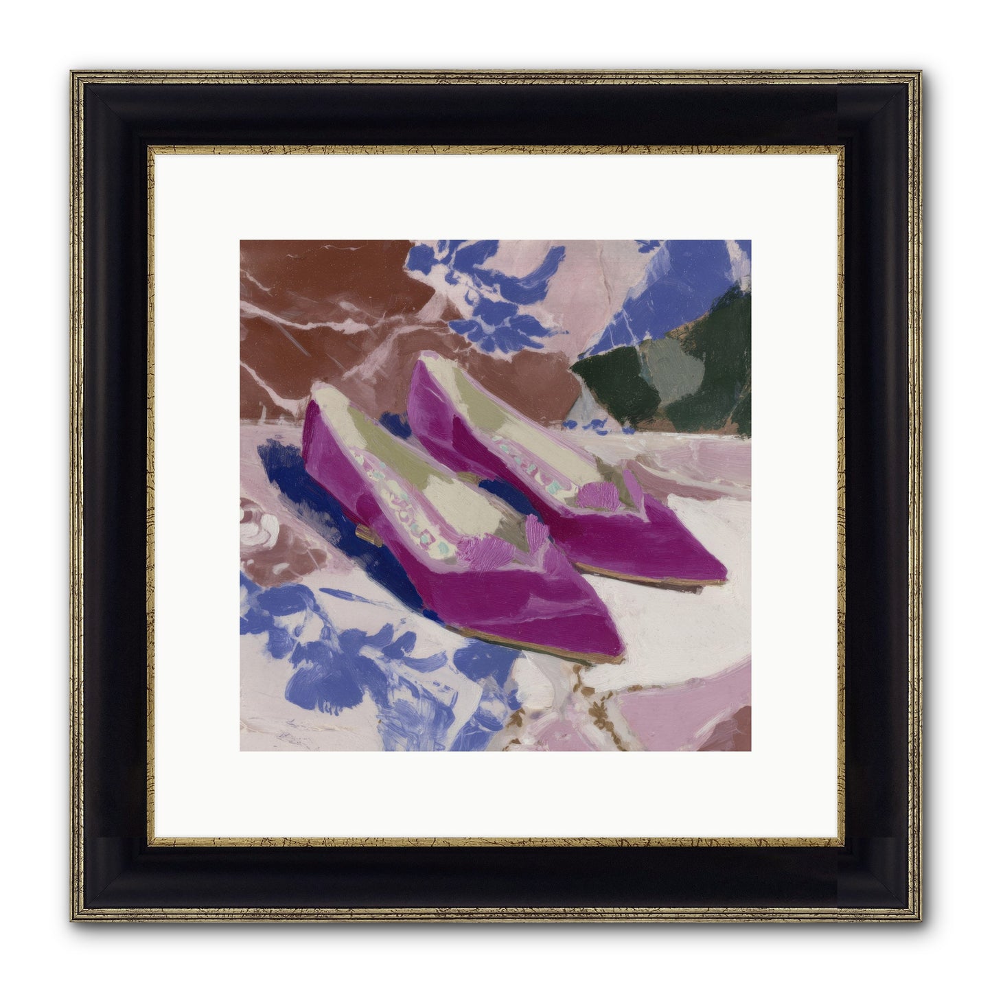 Velvet Held Its Breath Framed Print - Black & Gold 12x12