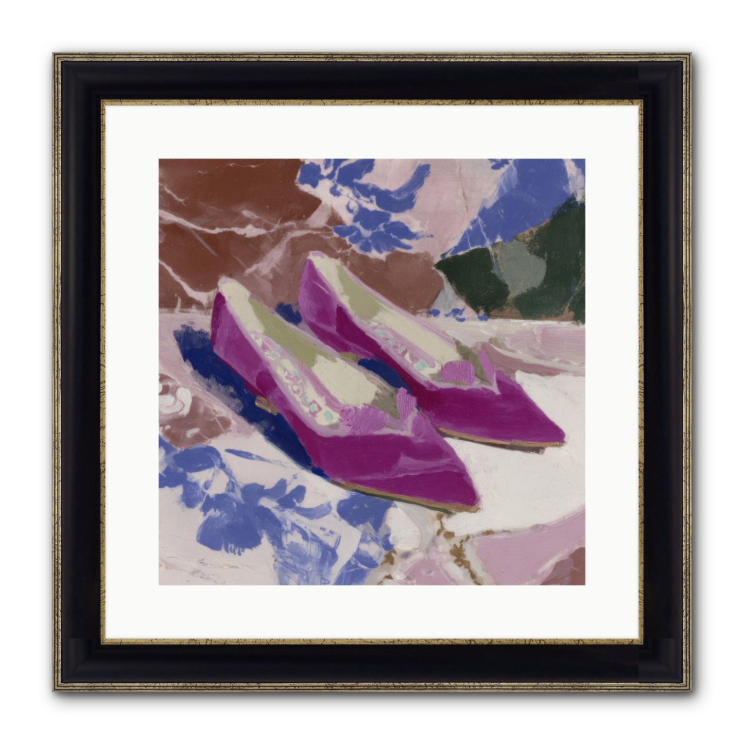 Velvet Held Its Breath Framed Print - Black & Gold 16x16