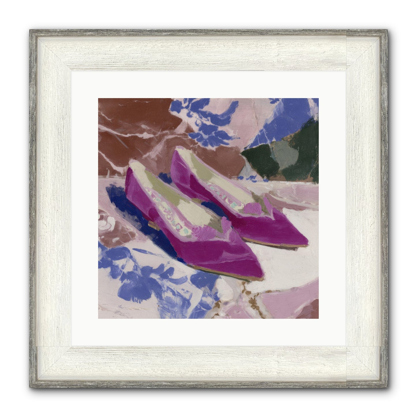 Velvet Held Its Breath Framed Print - Driftwood White 16x16