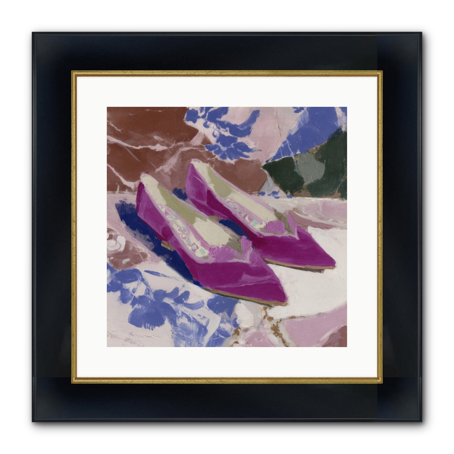 Velvet Held Its Breath Framed Print - Wide Black w/Gold 16x16