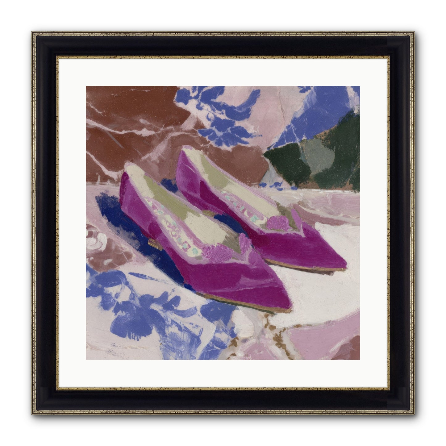 Velvet Held Its Breath Framed Print - Black & Gold 20x20