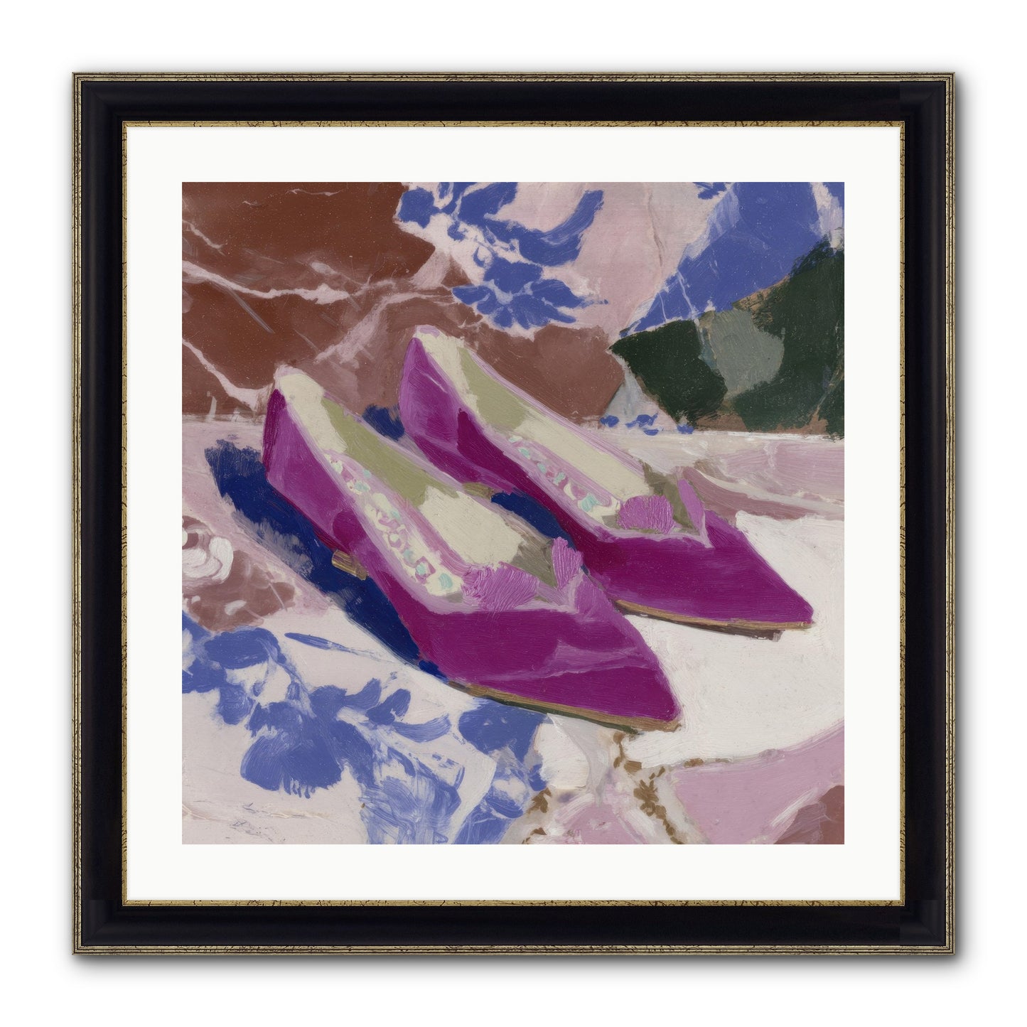 Velvet Held Its Breath Framed Print - Black & Gold 24x24