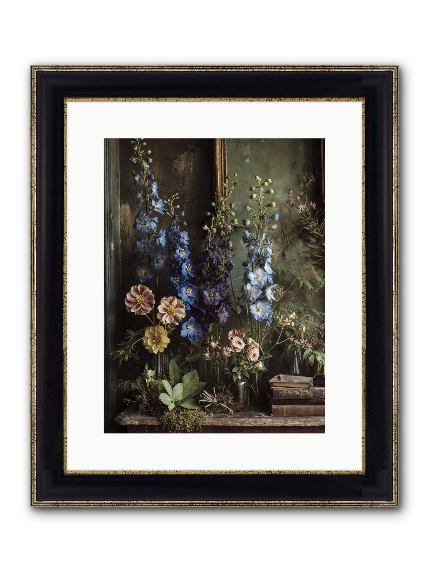 Velvet Lawns And Hidden Doors Framed Print - Black & Gold 12x16
