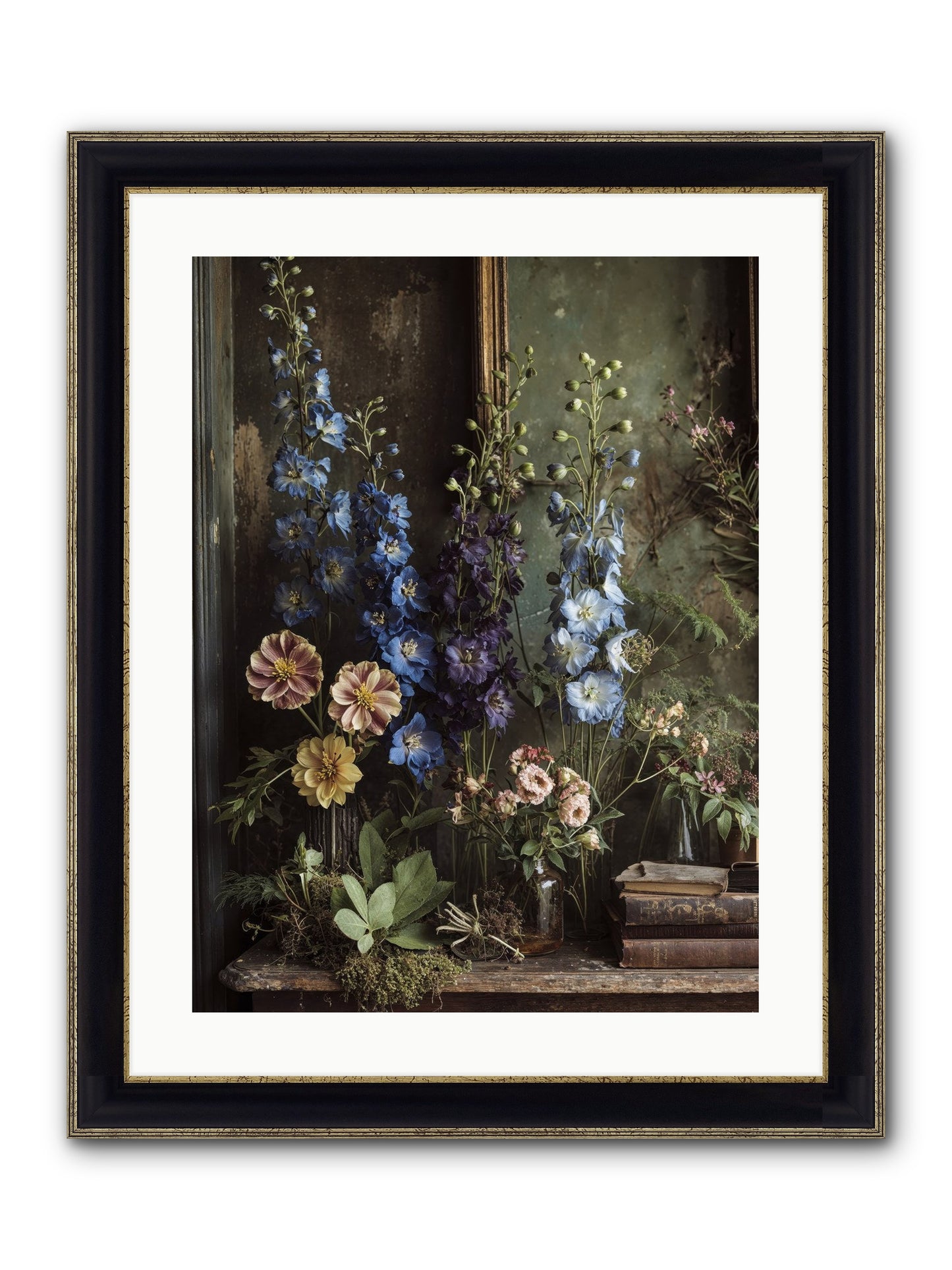 Velvet Lawns And Hidden Doors Framed Print - Black & Gold 18x24