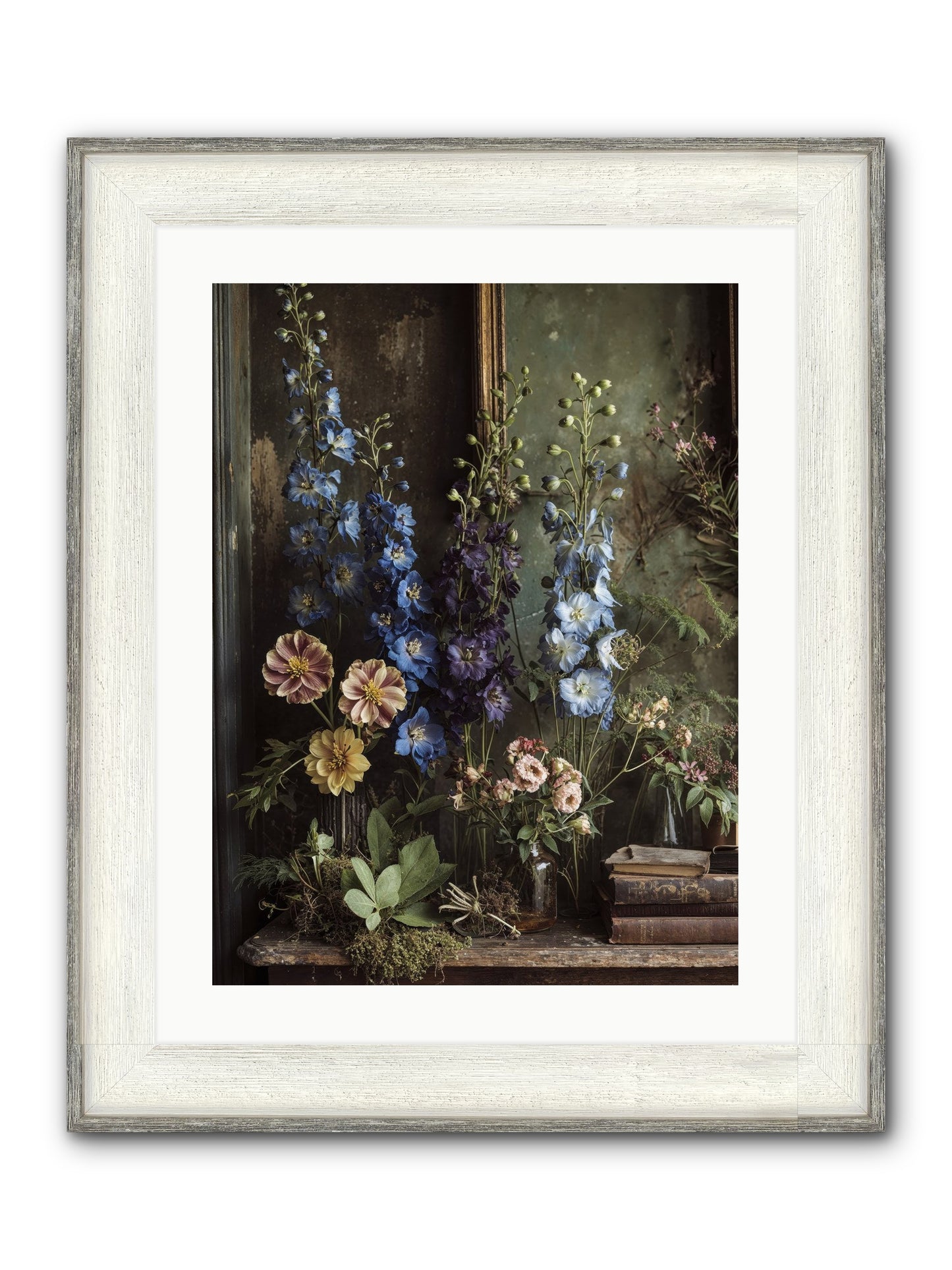 Velvet Lawns And Hidden Doors Framed Print - Driftwood White 18x24