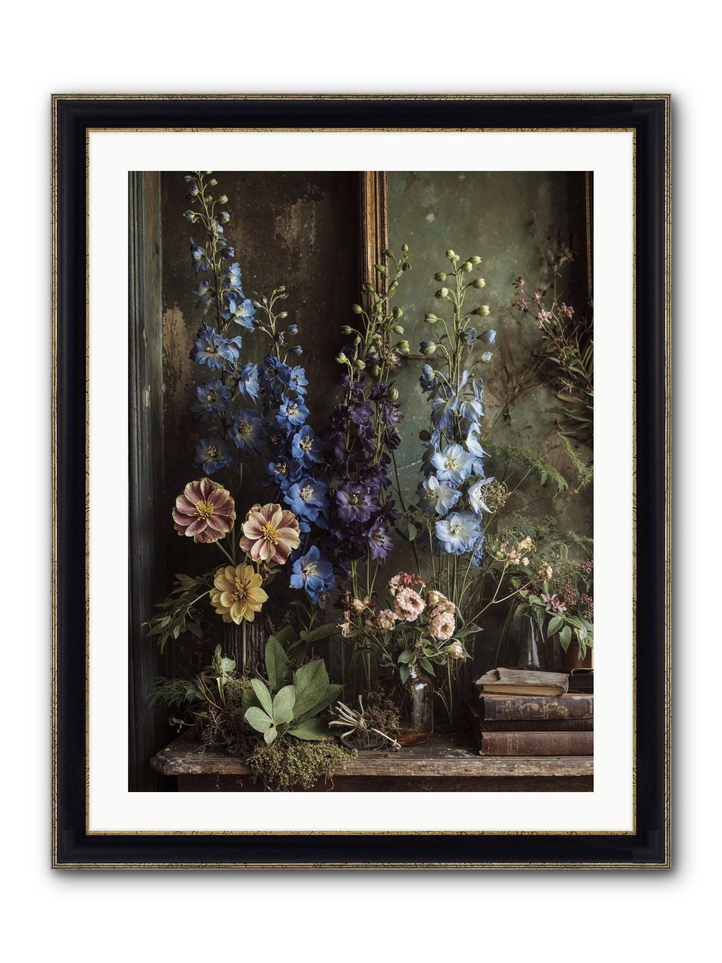 Velvet Lawns And Hidden Doors Framed Print - Black & Gold 24x32