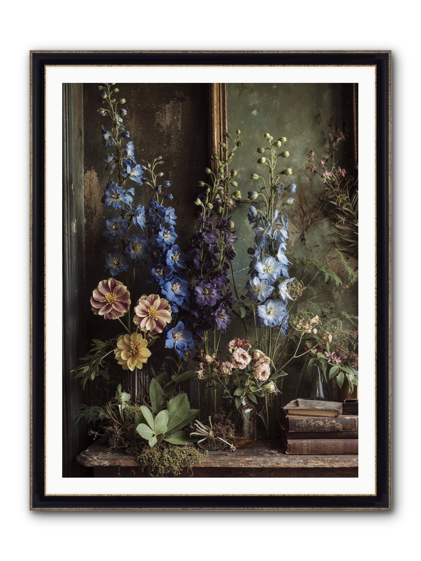 Velvet Lawns And Hidden Doors Framed Print - Black & Gold 36x48