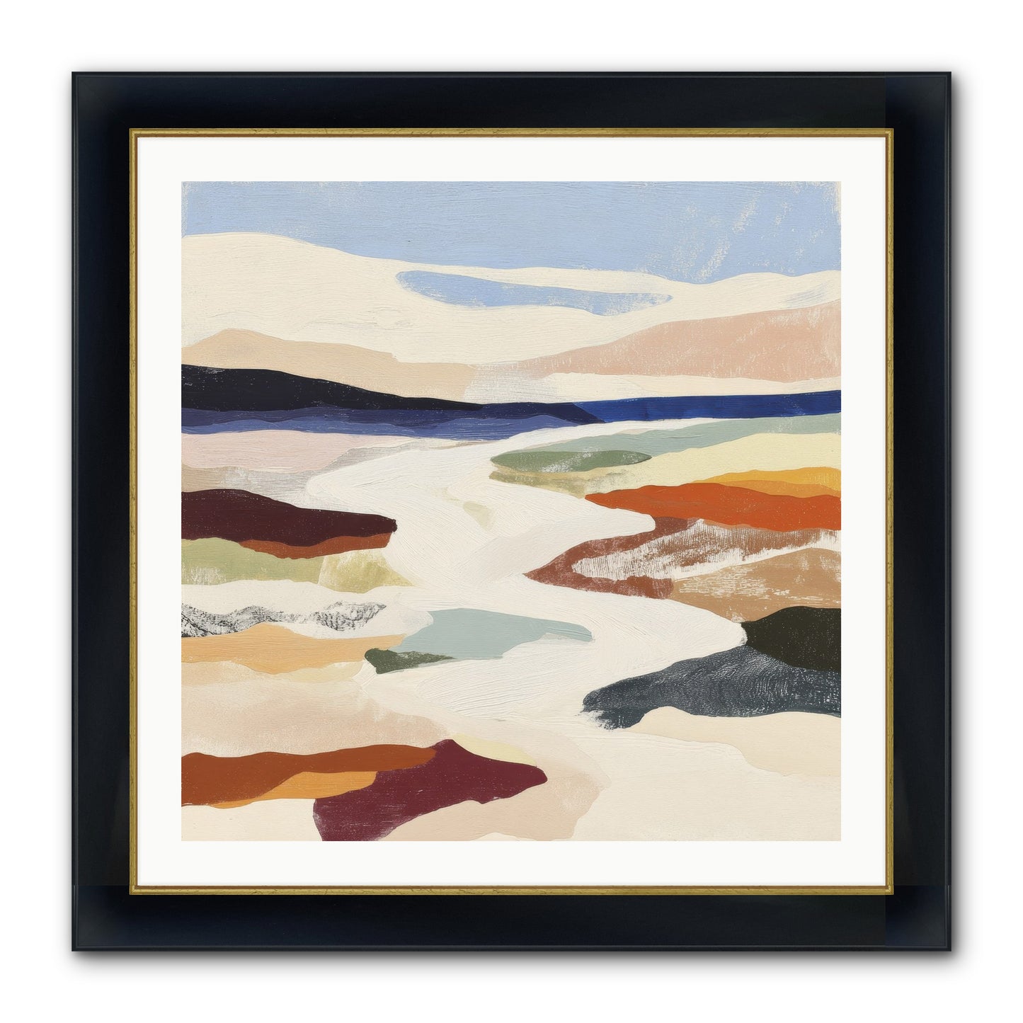 Velvet Rook Framed Print - Wide Black w/Gold 30x30