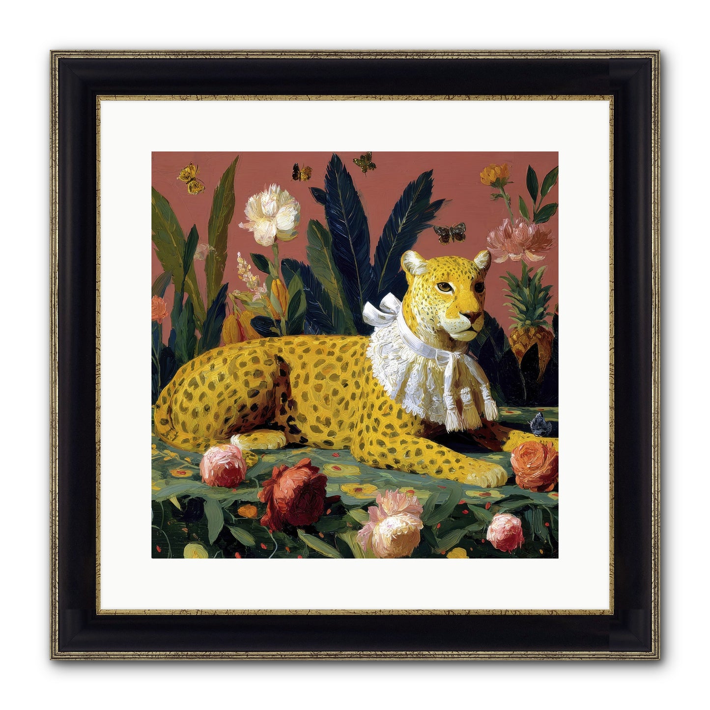 Velvet Shadows Framed Print - Black & Gold 16x16