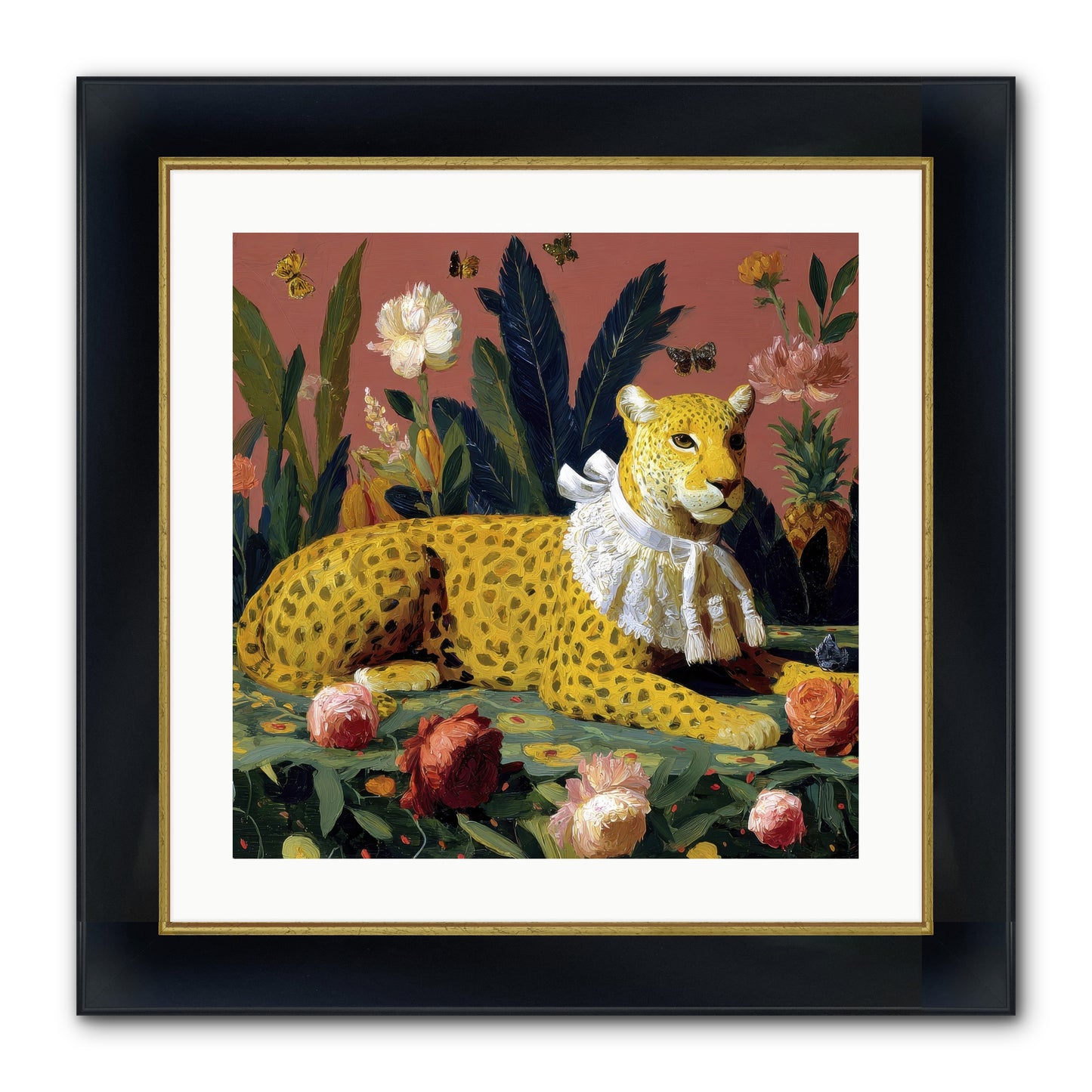 Velvet Shadows Framed Print - Wide Black w/Gold 20x20
