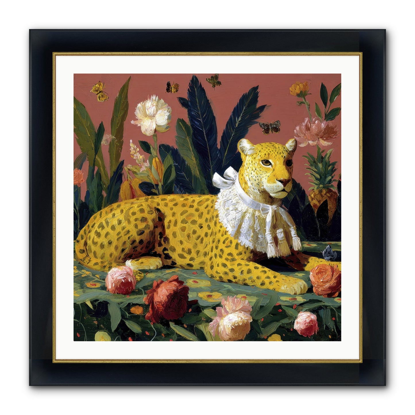 Velvet Shadows Framed Print - Wide Black w/Gold 30x30