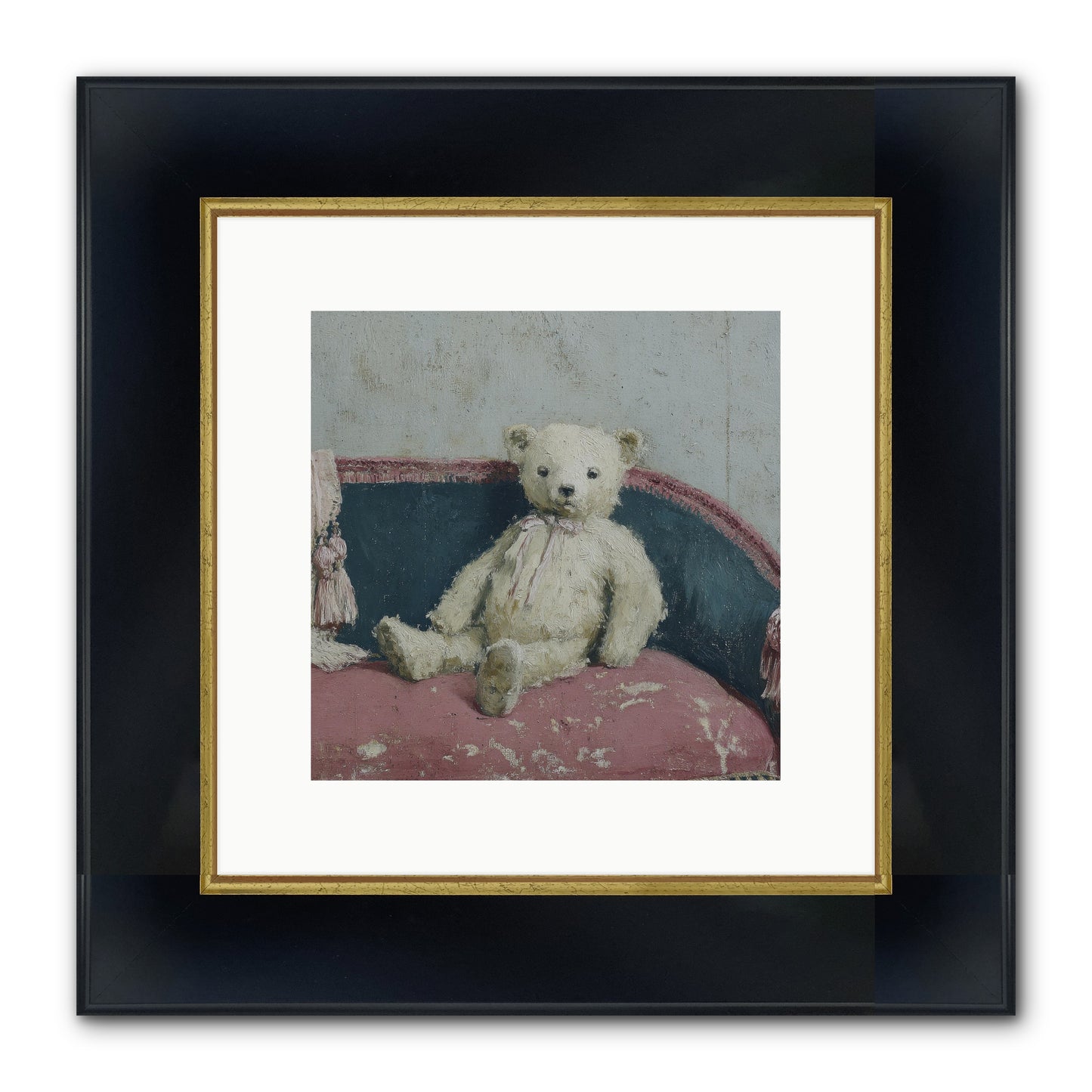 Velvet Telegram Framed Print - Wide Black w/Gold 10x10