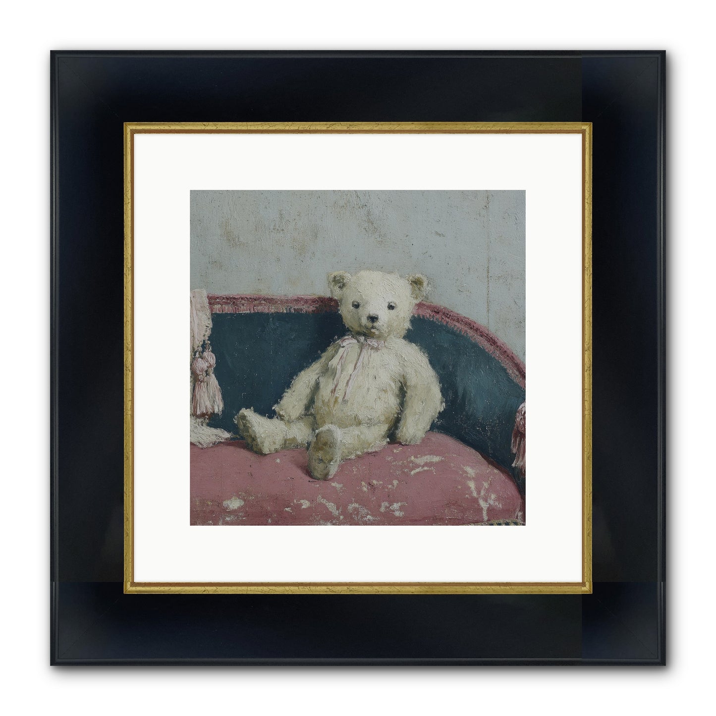 Velvet Telegram Framed Print - Wide Black w/Gold 12x12