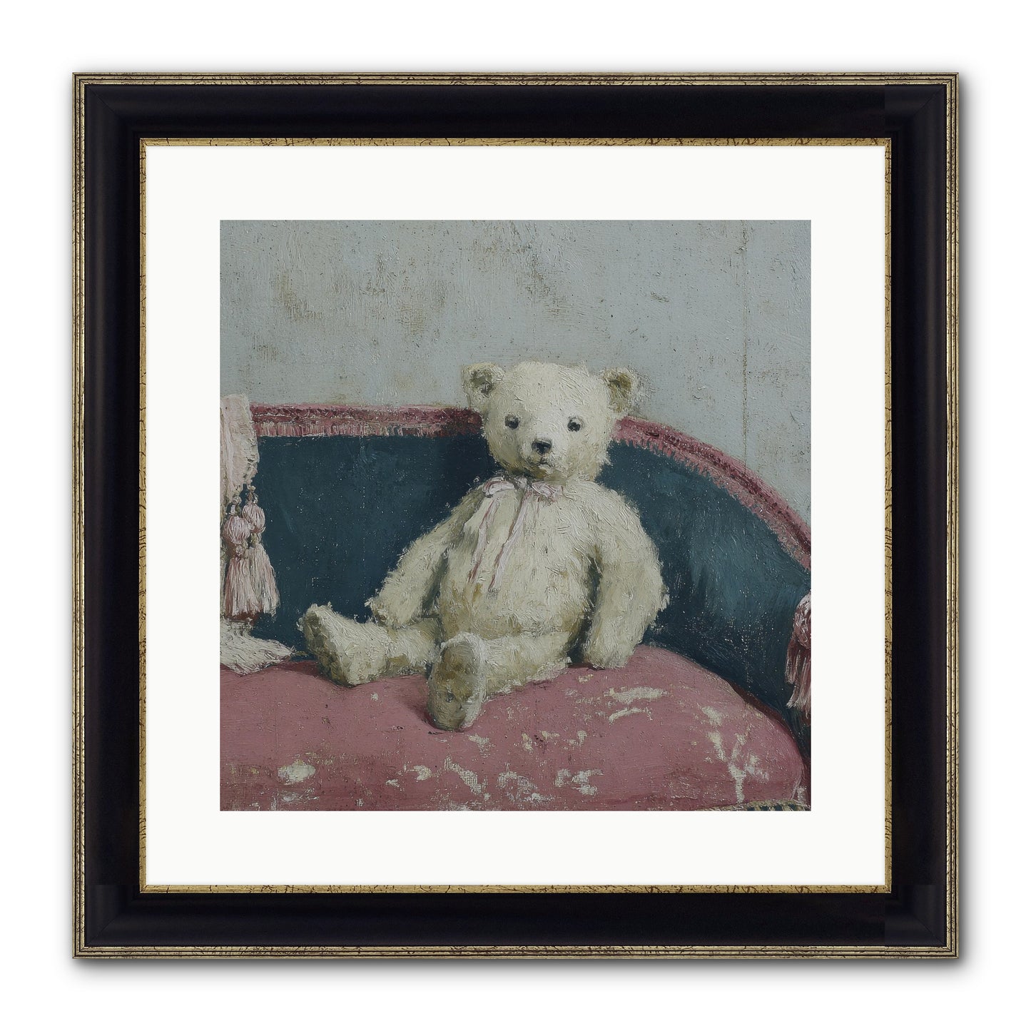 Velvet Telegram Framed Print - Black & Gold 16x16