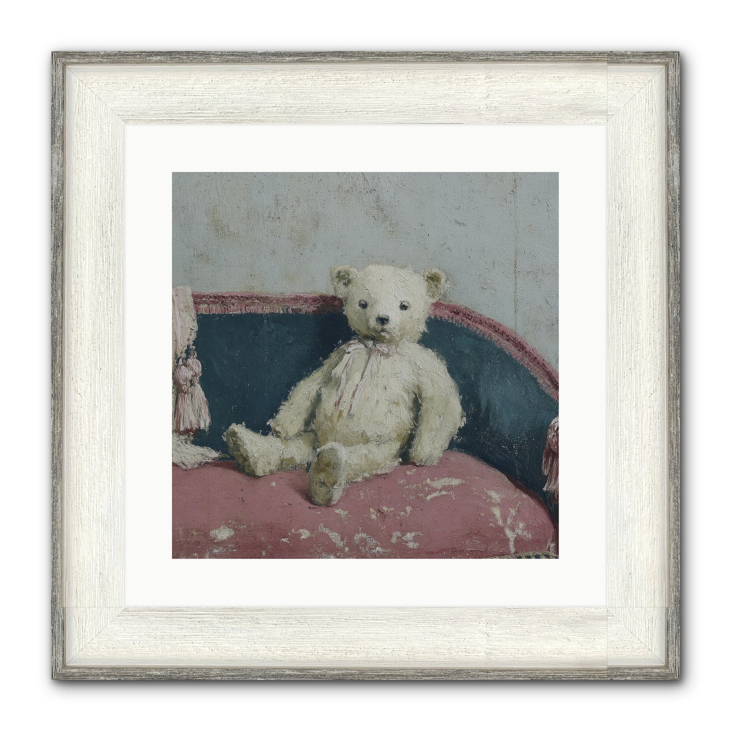 Velvet Telegram Framed Print - Driftwood White 16x16