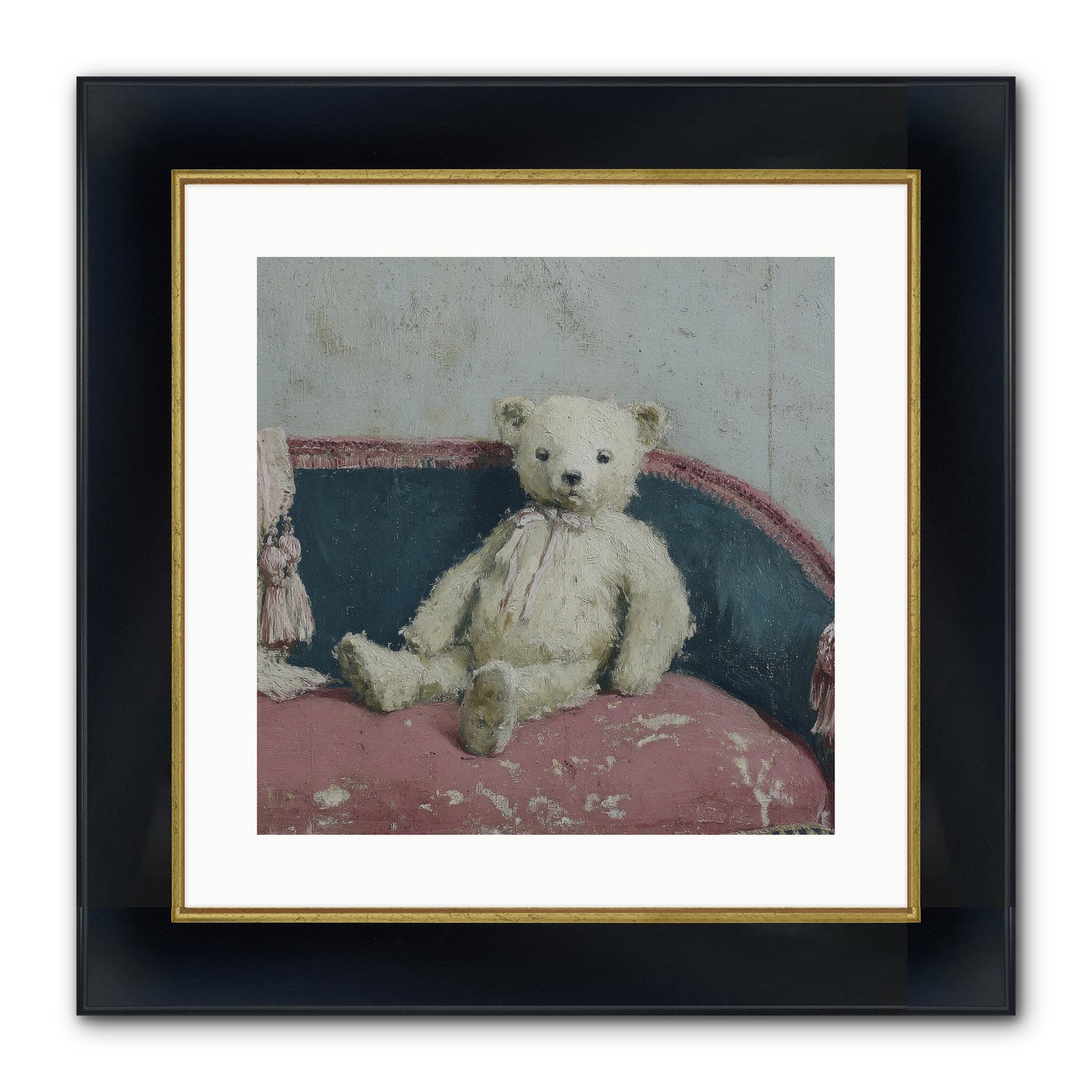 Velvet Telegram Framed Print - Wide Black w/Gold 16x16