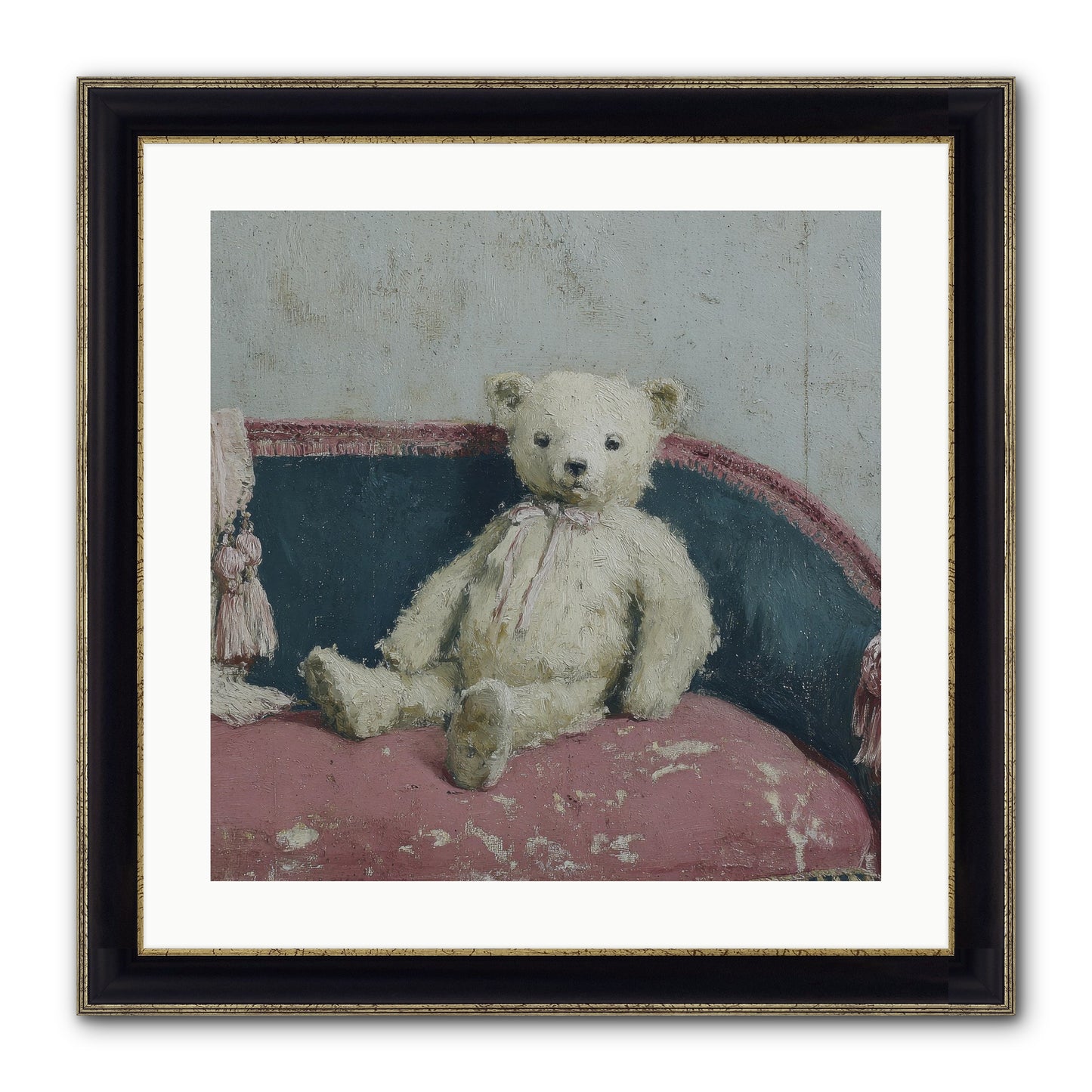 Velvet Telegram Framed Print - Black & Gold 20x20