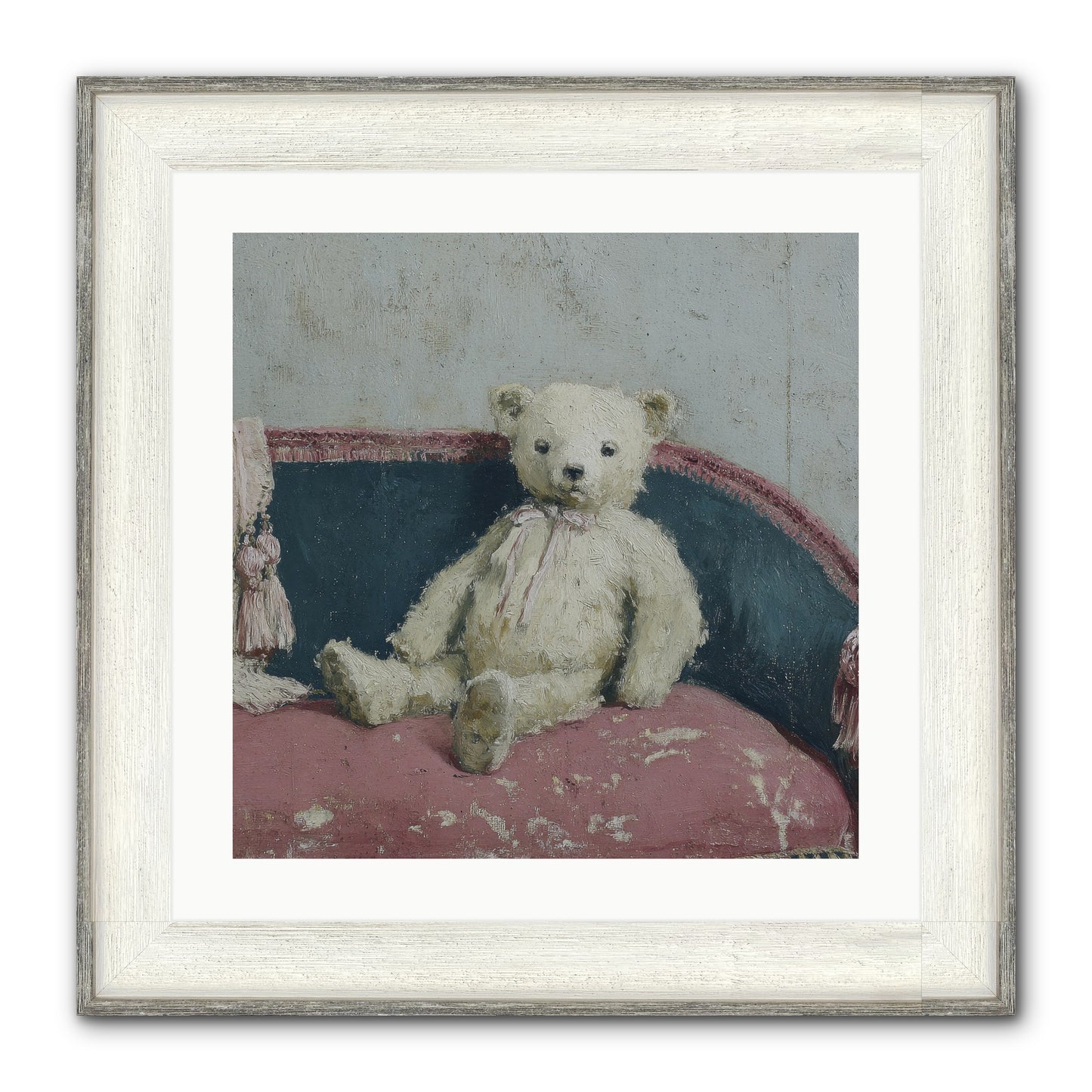 Velvet Telegram Framed Print - Driftwood White 20x20