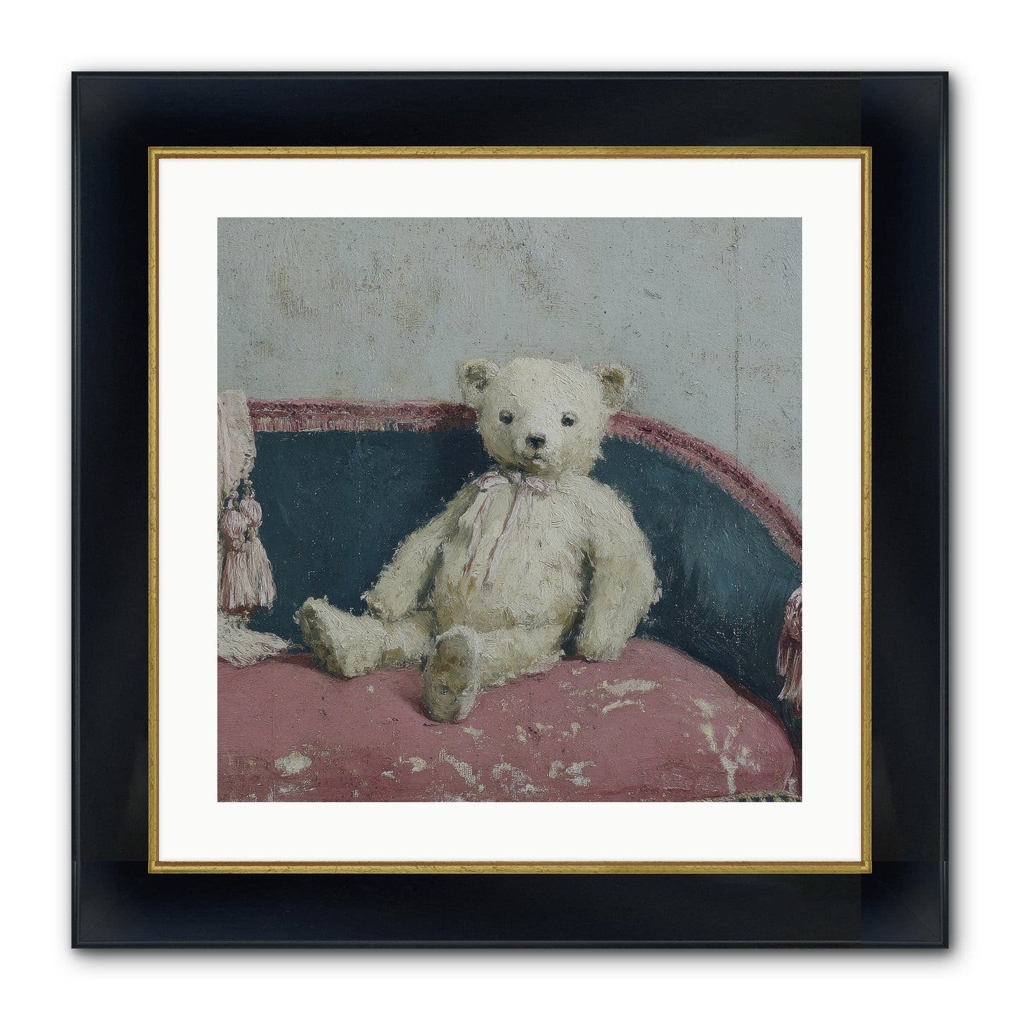 Velvet Telegram Framed Print - Wide Black w/Gold 20x20