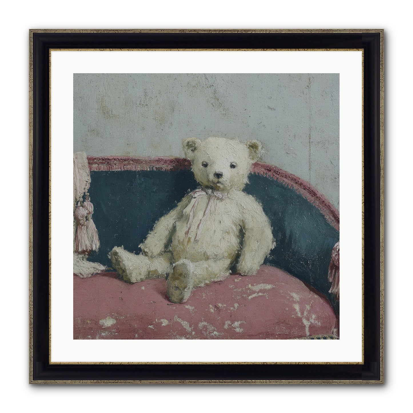 Velvet Telegram Framed Print - Black & Gold 24x24