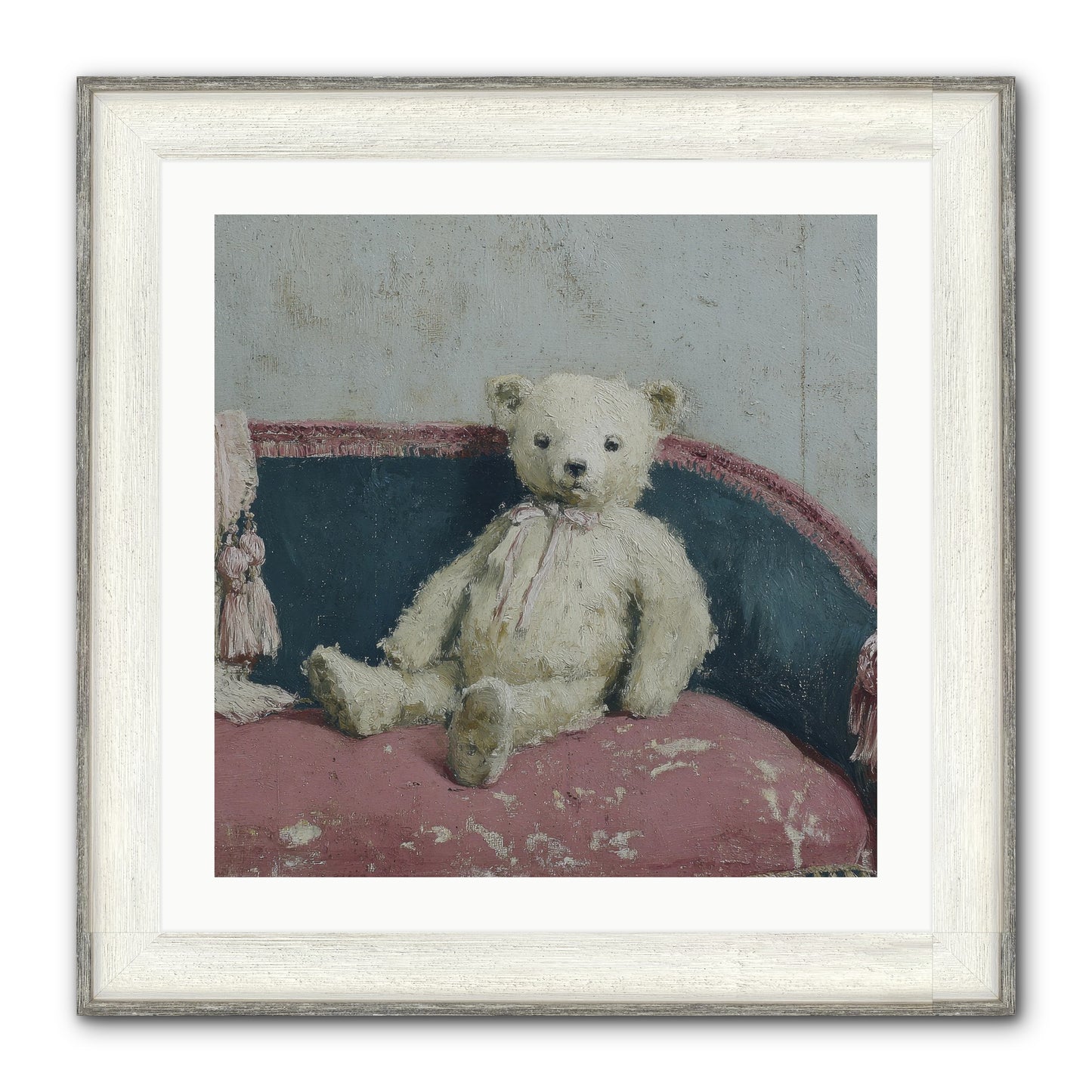 Velvet Telegram Framed Print - Driftwood White 24x24