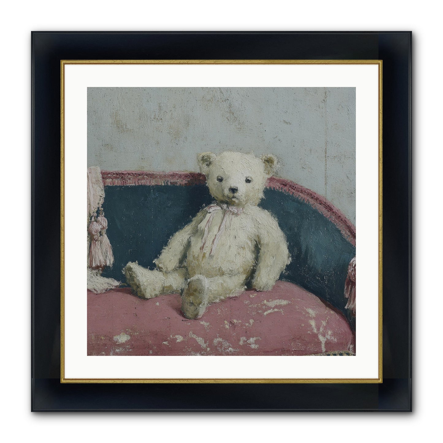 Velvet Telegram Framed Print - Wide Black w/Gold 24x24