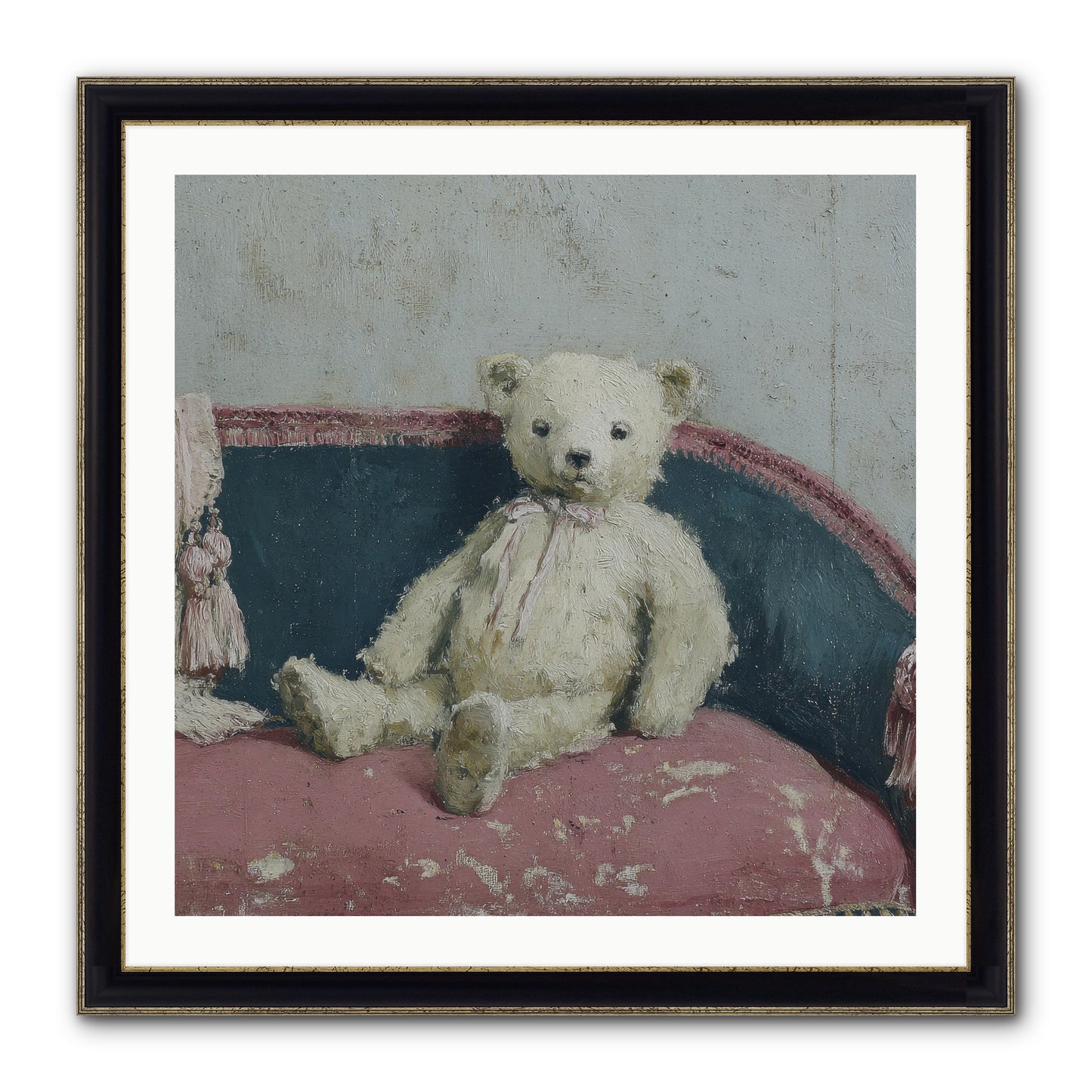 Velvet Telegram Framed Print - Black & Gold 30x30