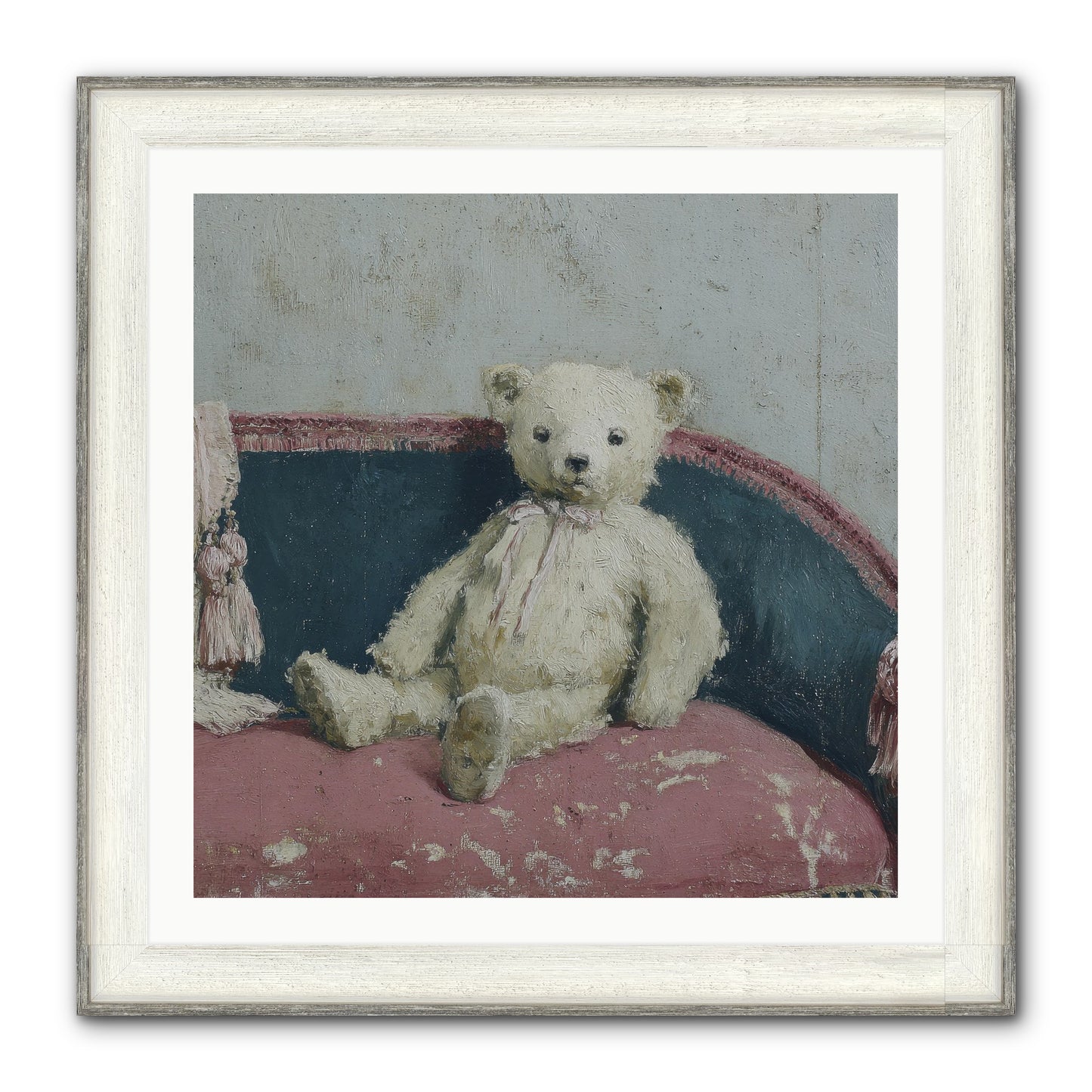 Velvet Telegram Framed Print - Driftwood White 30x30