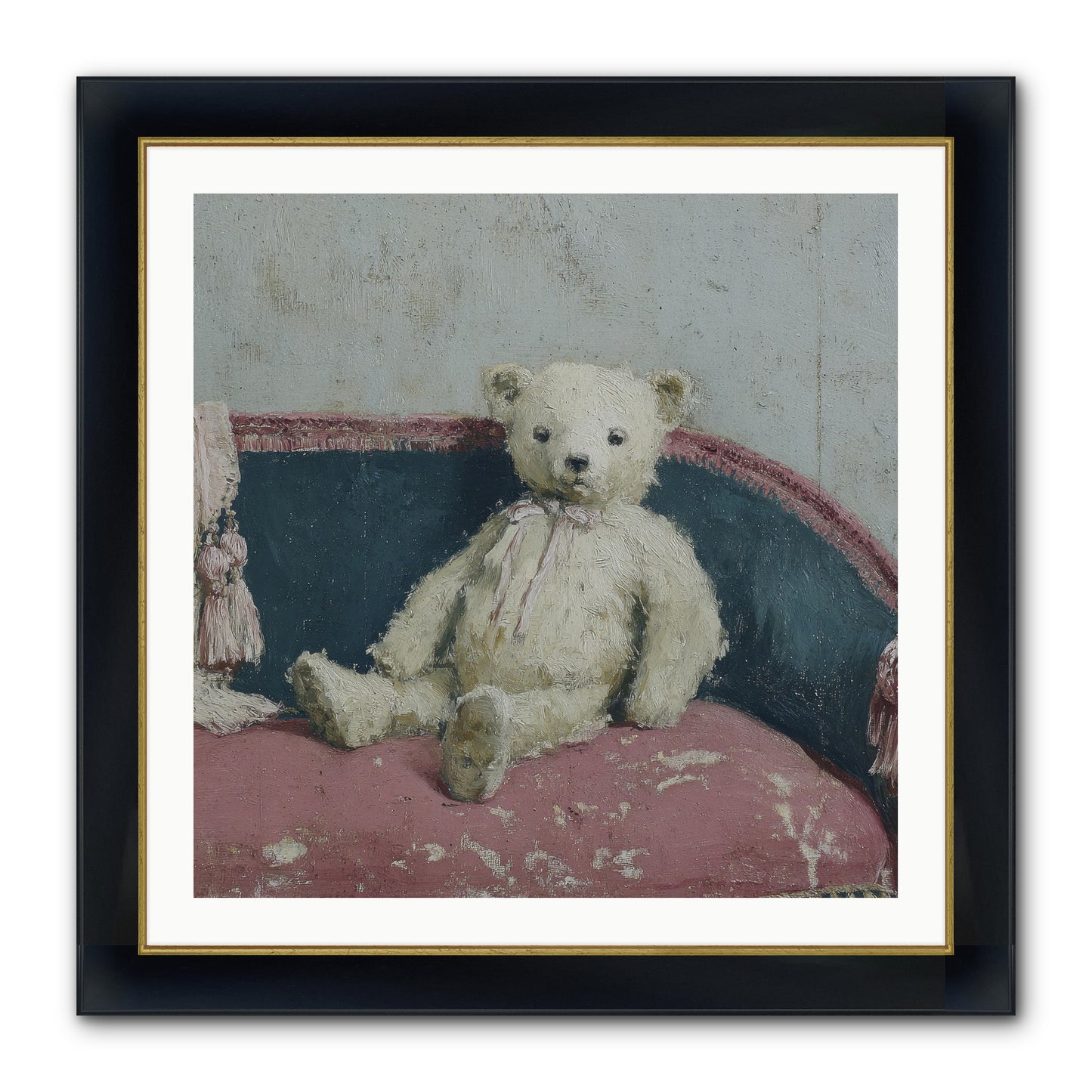 Velvet Telegram Framed Print - Wide Black w/Gold 30x30