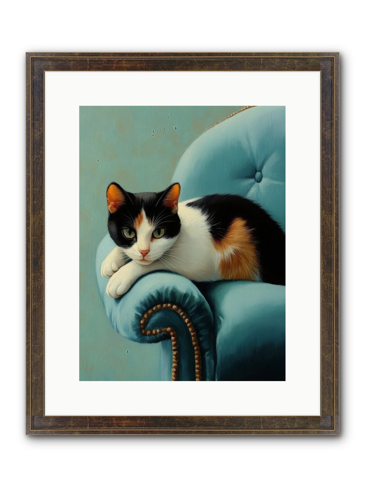 Velvet Throne For Whiskers Framed Print - Slimwoods Black/Gold 12x16