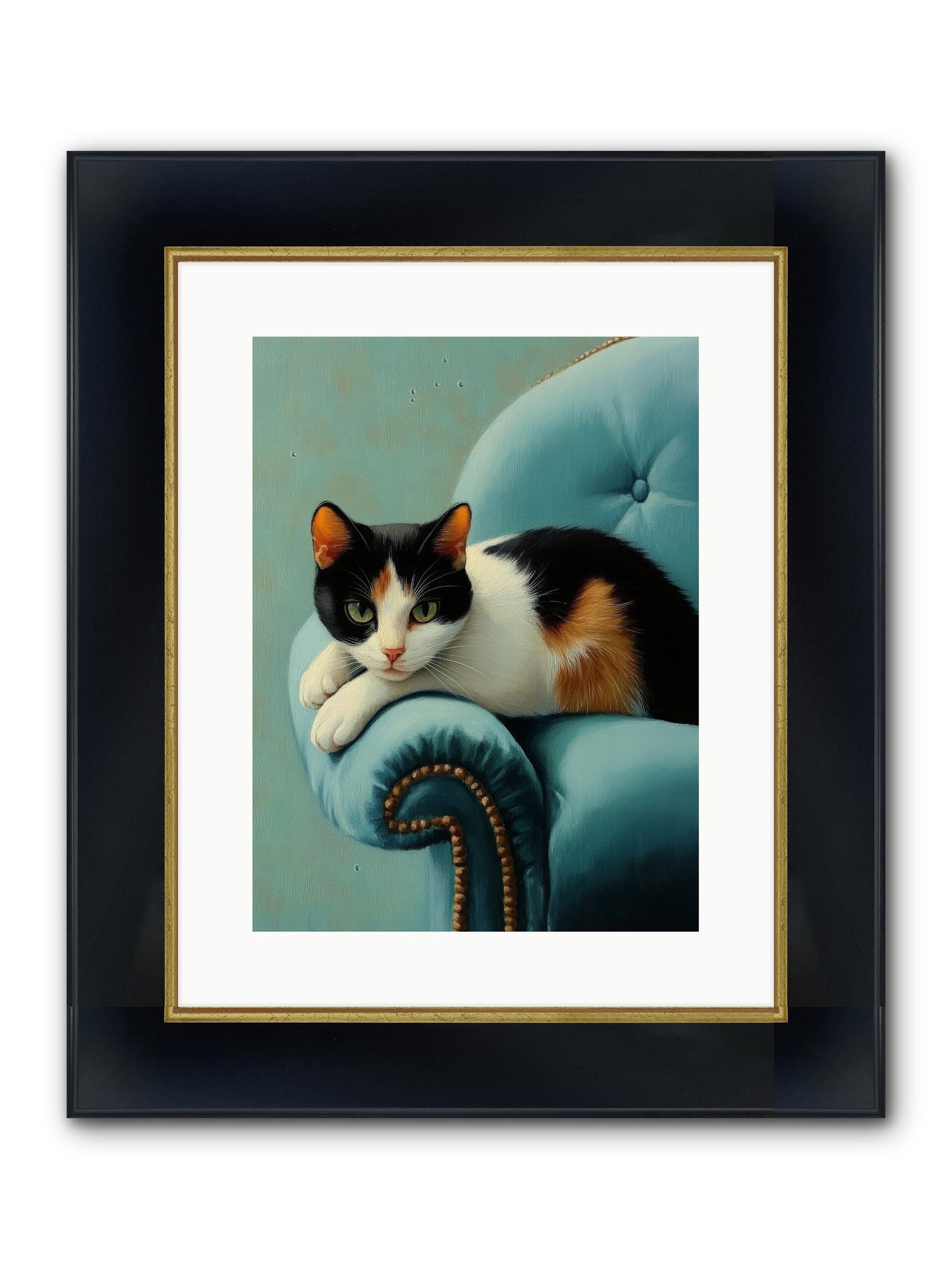Velvet Throne For Whiskers Framed Print - Wide Black w/Gold 12x16