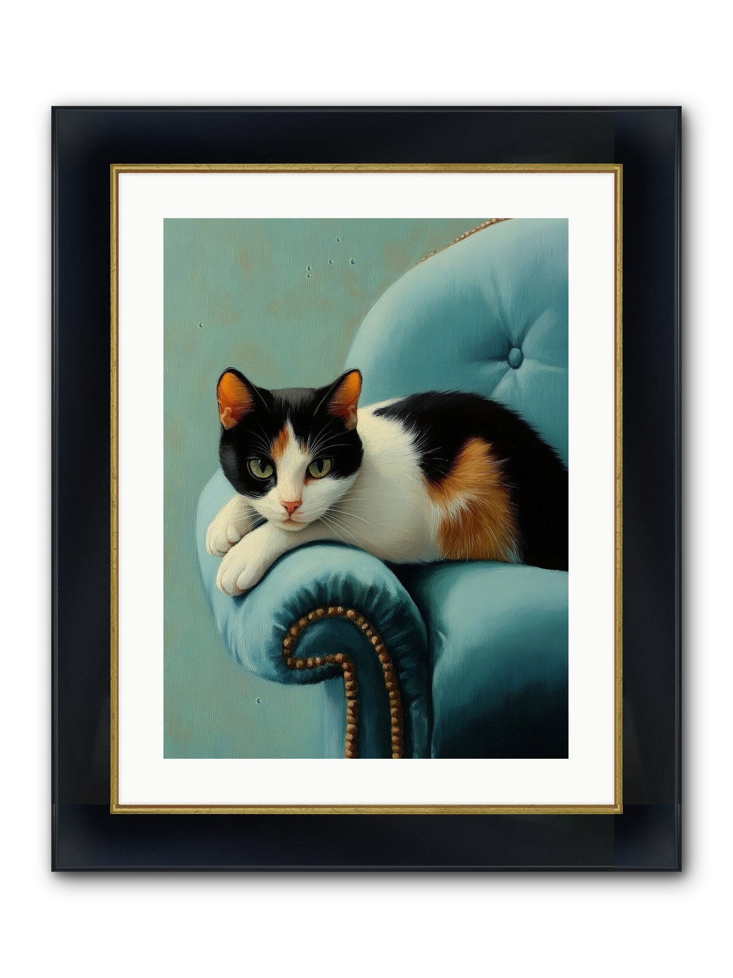 Velvet Throne For Whiskers Framed Print - Wide Black w/Gold 18x24