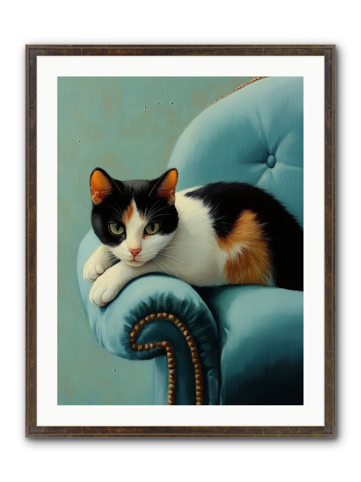 Velvet Throne For Whiskers Framed Print - Slimwoods Black/Gold 24x32