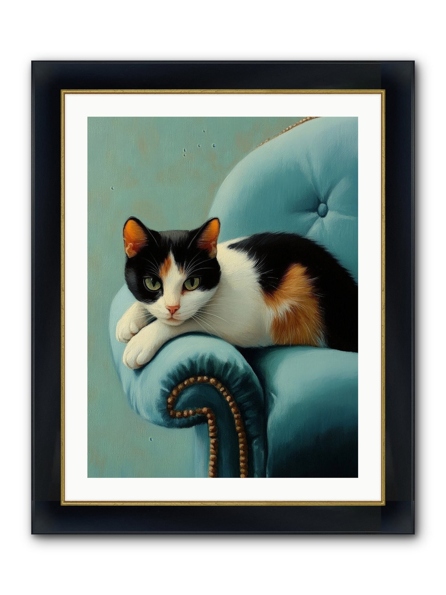 Velvet Throne For Whiskers Framed Print - Wide Black w/Gold 24x32