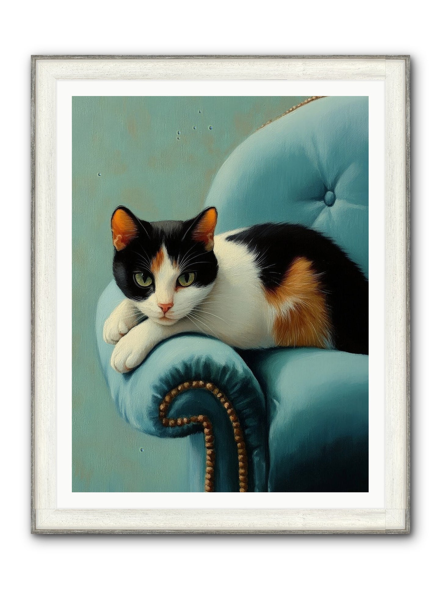 Velvet Throne For Whiskers Framed Print - Driftwood White 36x48