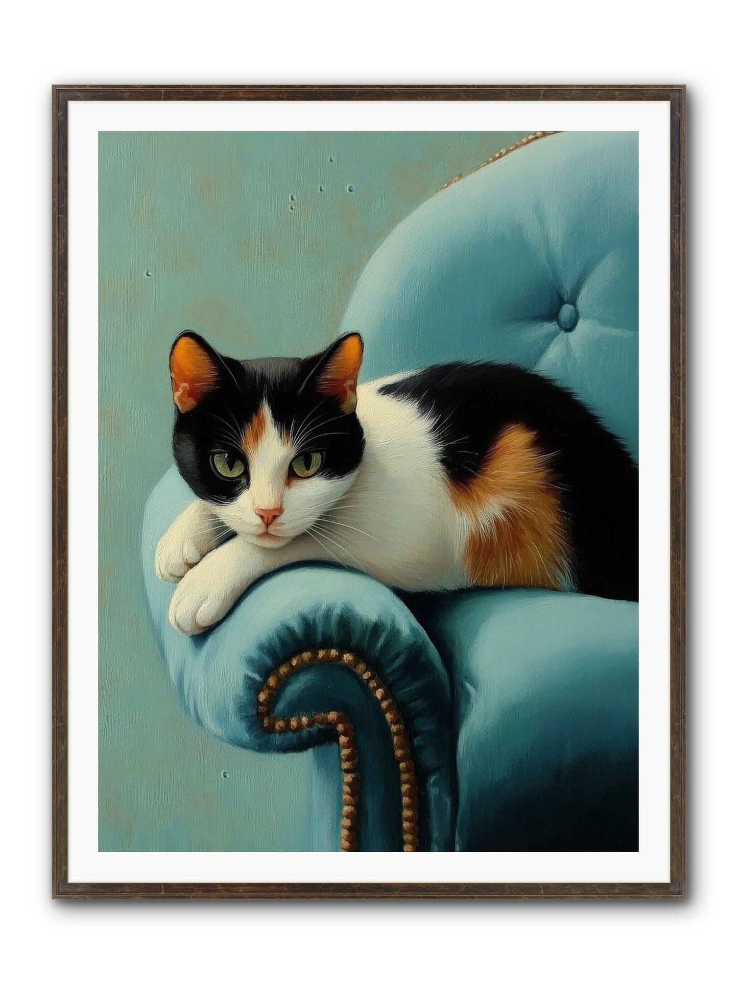 Velvet Throne For Whiskers Framed Print - Slimwoods Black/Gold 36x48