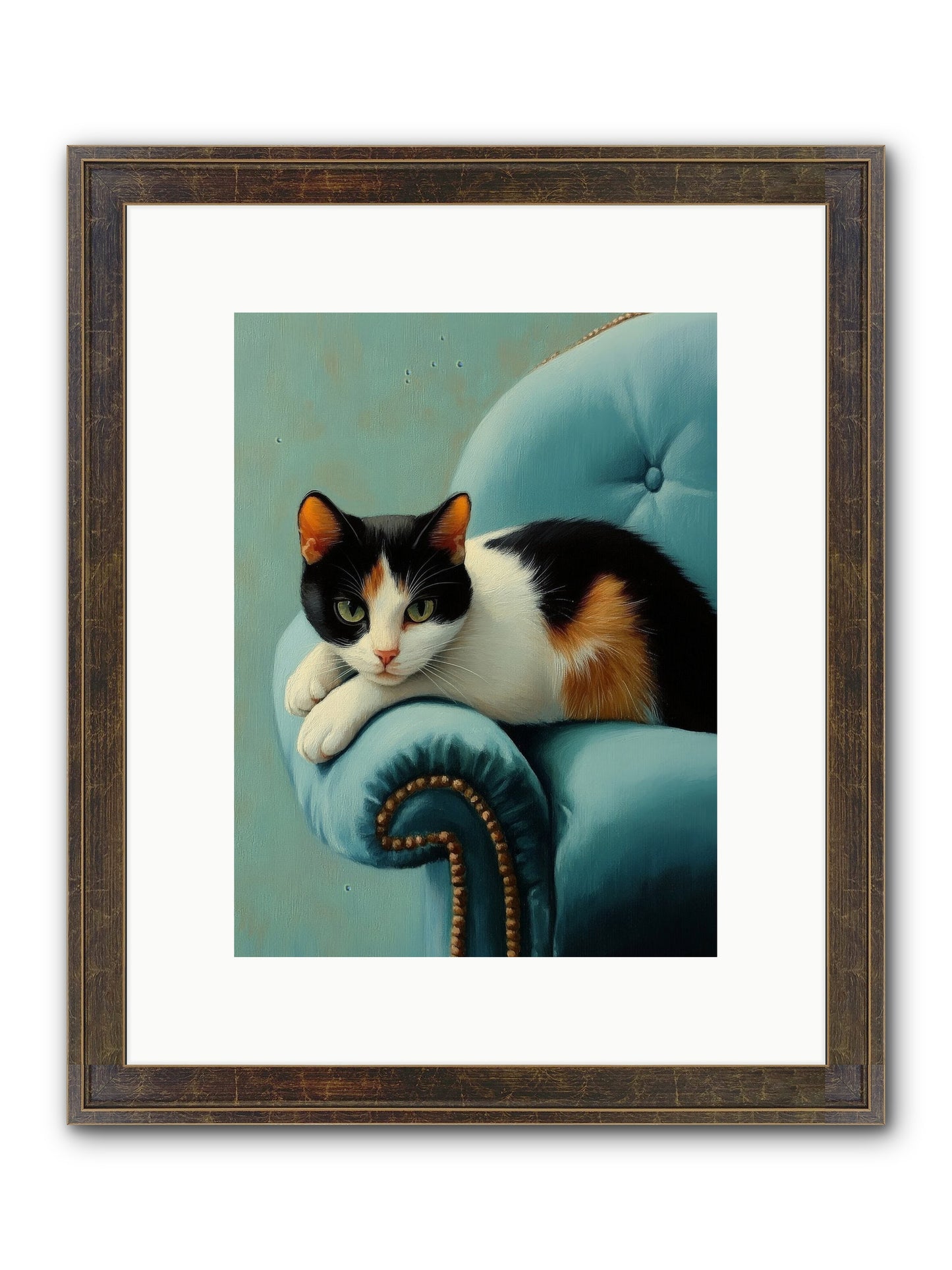 Velvet Throne For Whiskers Framed Print - Slimwoods Black/Gold 9x12