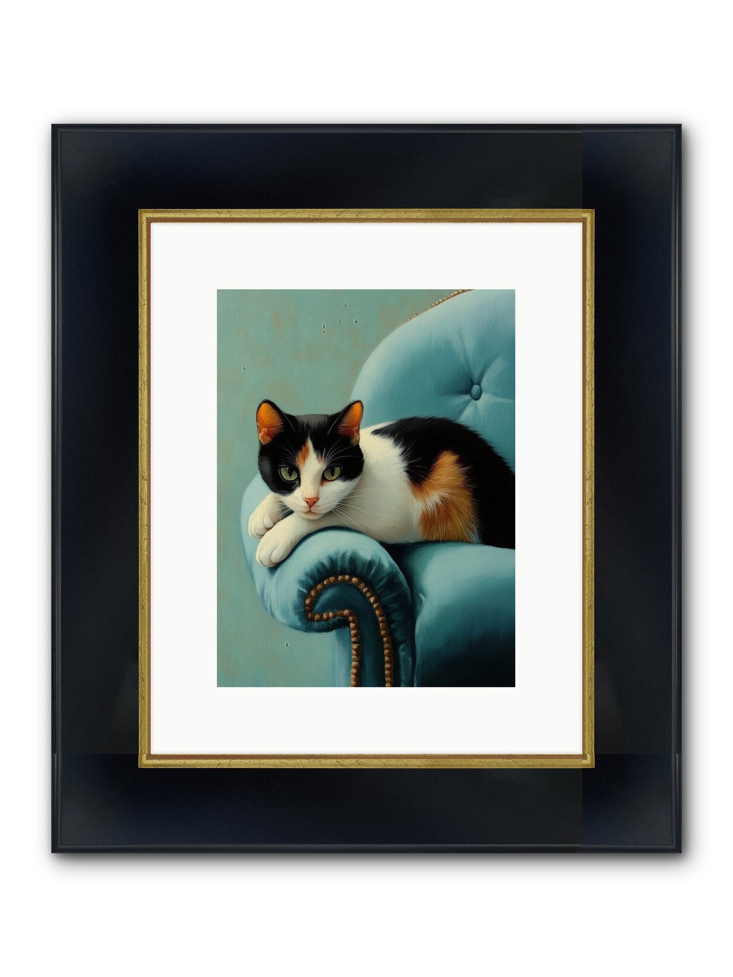 Velvet Throne For Whiskers Framed Print - Wide Black w/Gold 9x12
