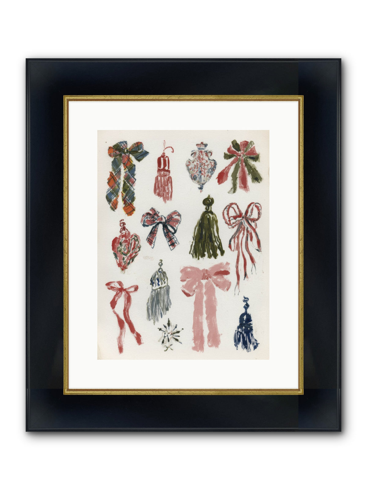 Velvet Tied & Merry Eyed Framed Print - Wide Black w/Gold 12x16