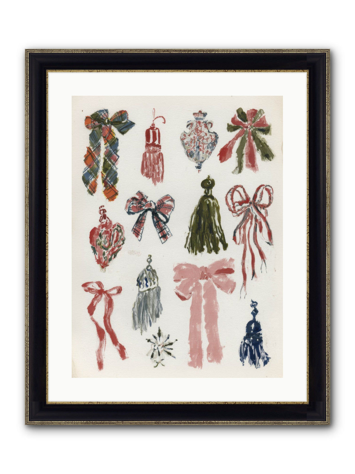 Velvet Tied & Merry Eyed Framed Print - Black & Gold 18x24