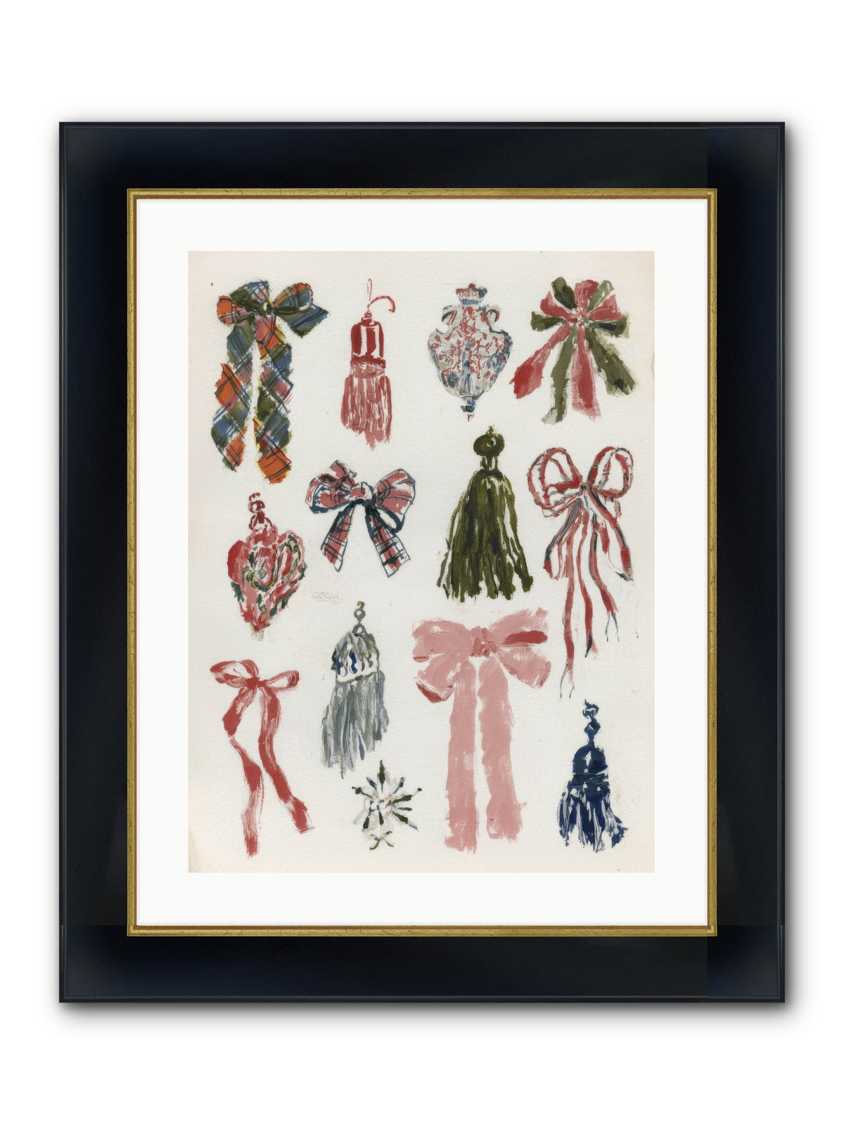 Velvet Tied & Merry Eyed Framed Print - Wide Black w/Gold 18x24