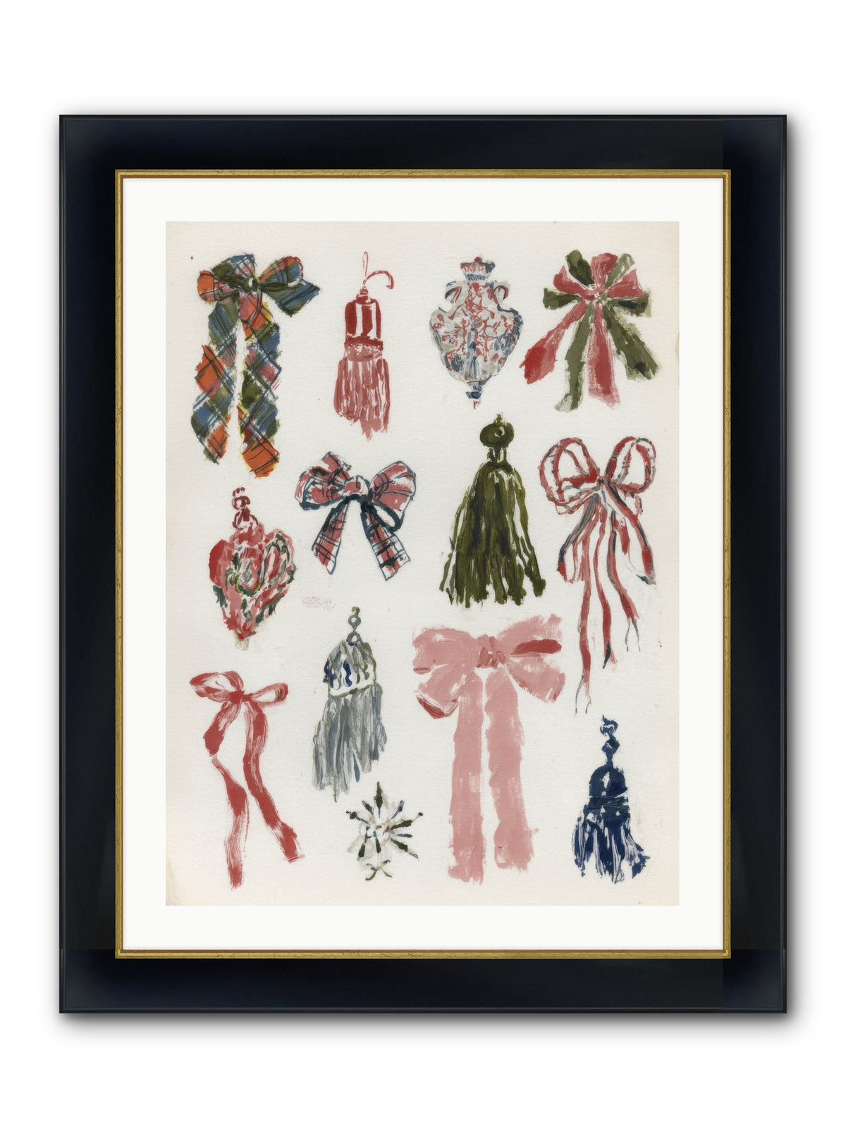 Velvet Tied & Merry Eyed Framed Print - Wide Black w/Gold 24x32