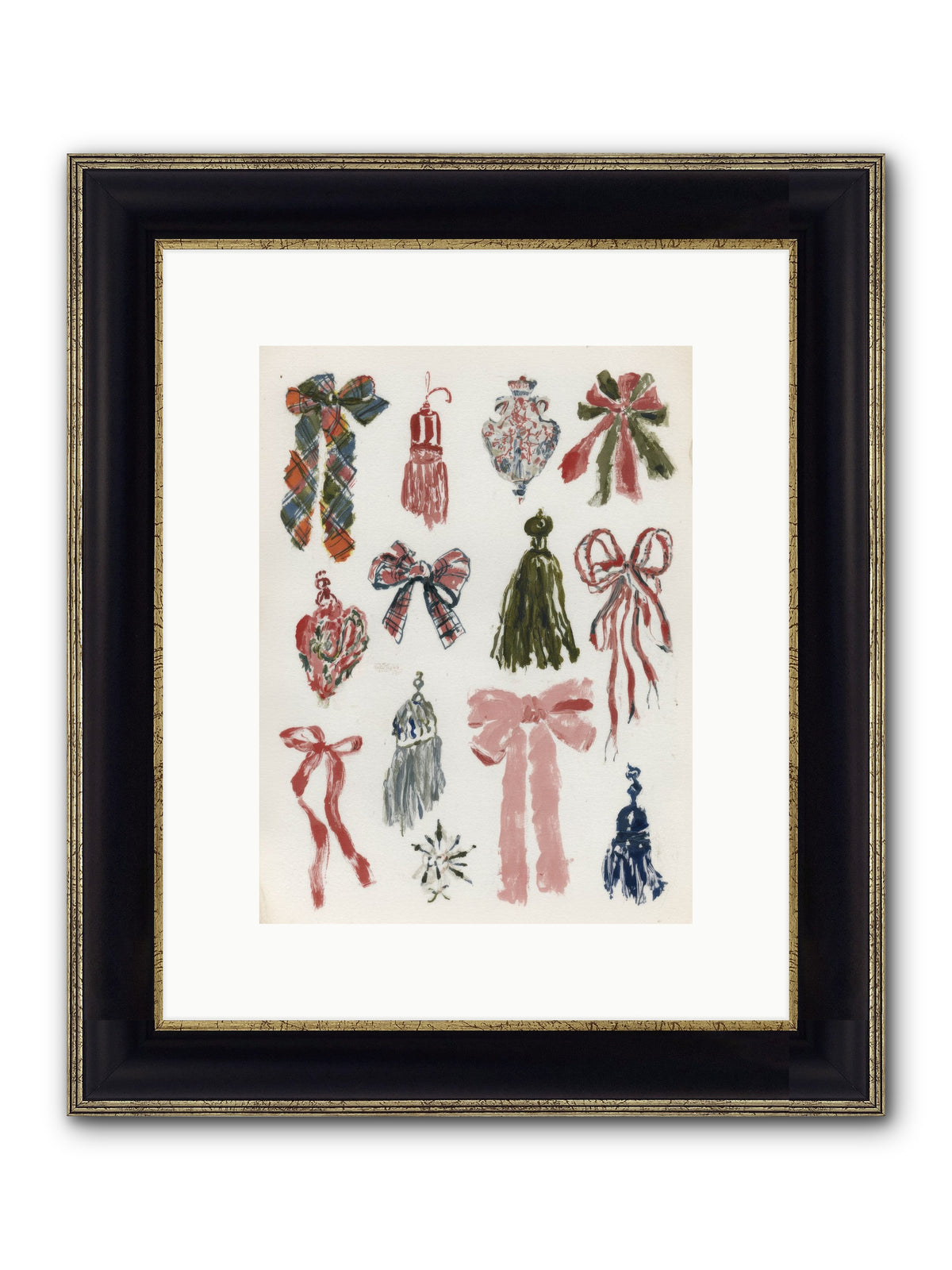 Velvet Tied & Merry Eyed Framed Print - Black & Gold 9x12