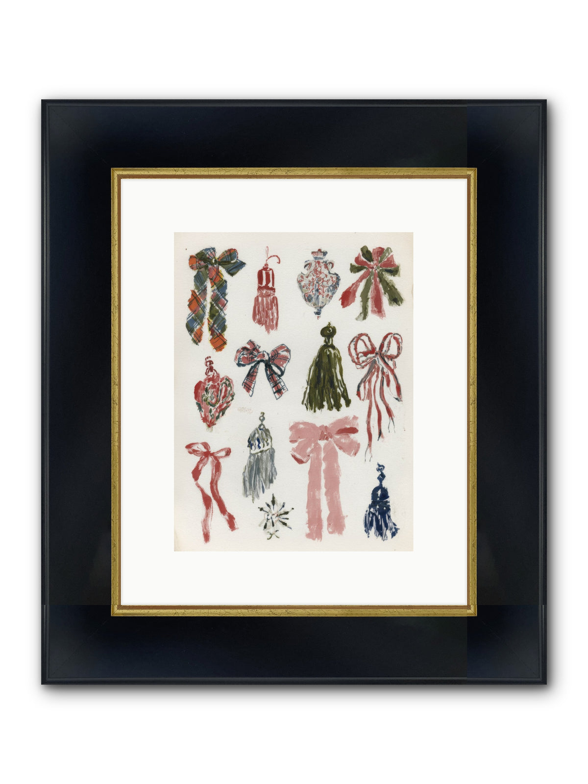 Velvet Tied & Merry Eyed Framed Print - Wide Black w/Gold 9x12