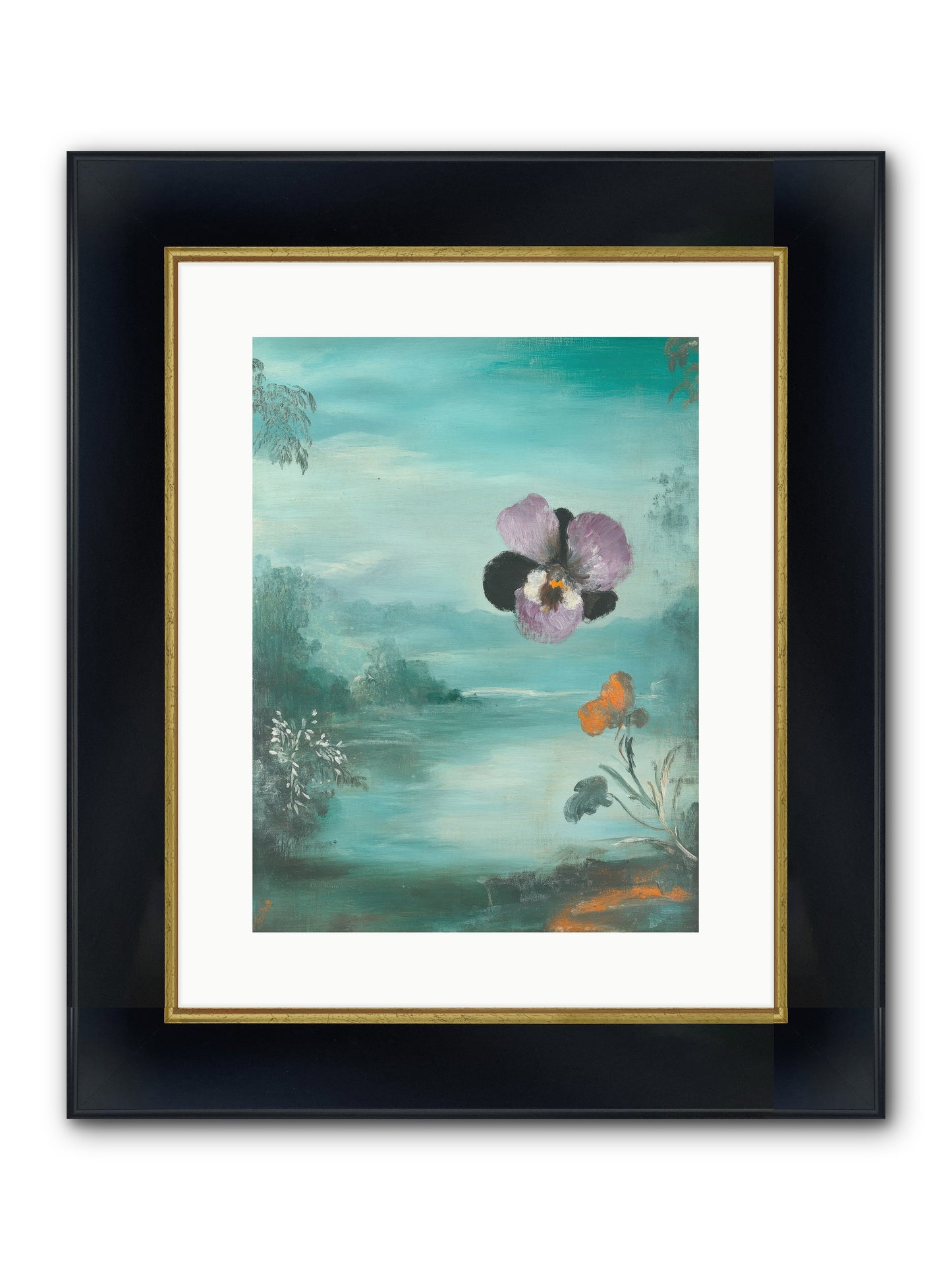 Velvet Whisper Framed Print - Wide Black w/Gold 12x16