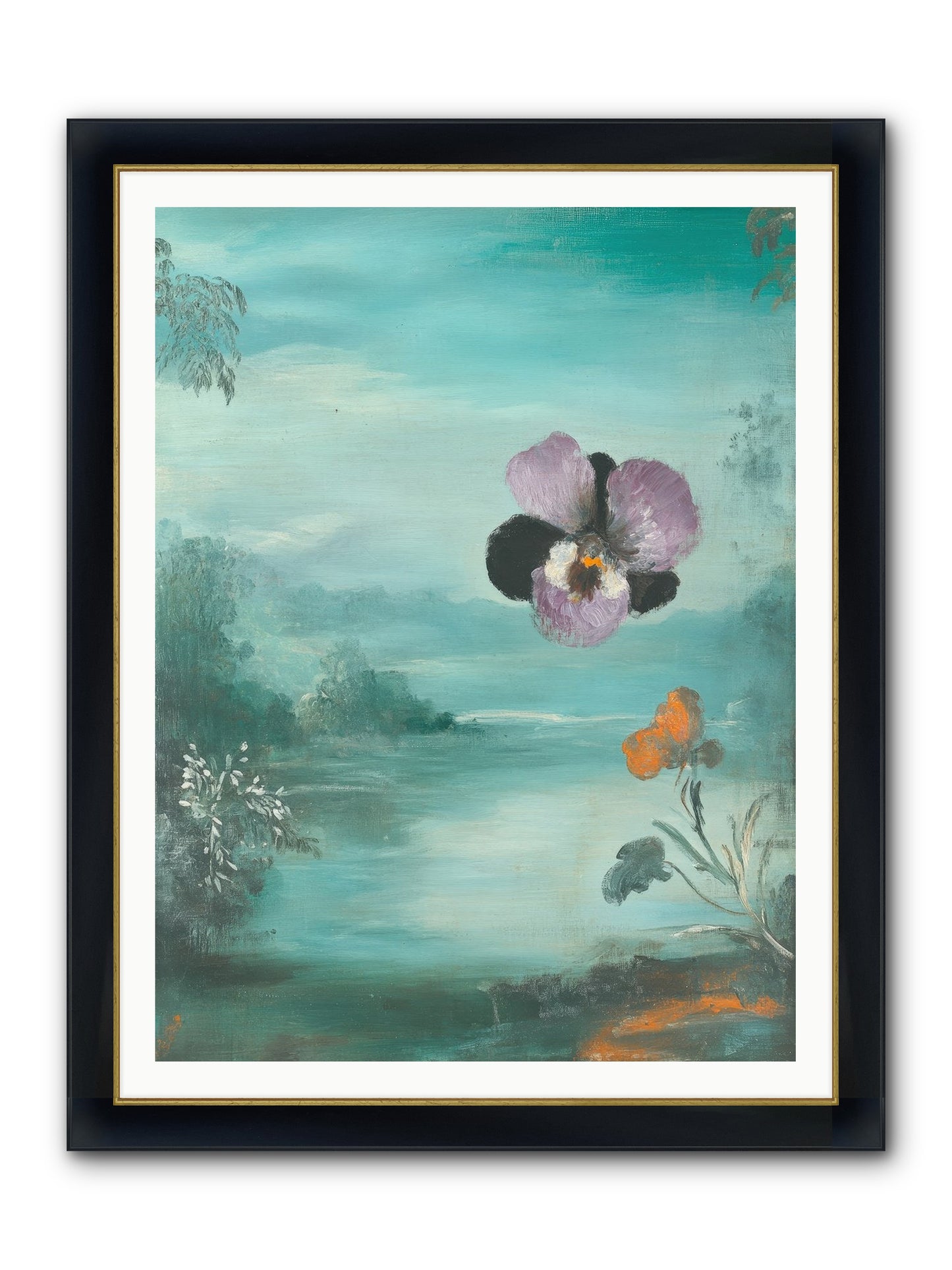 Velvet Whisper Framed Print - Wide Black w/Gold 36x48