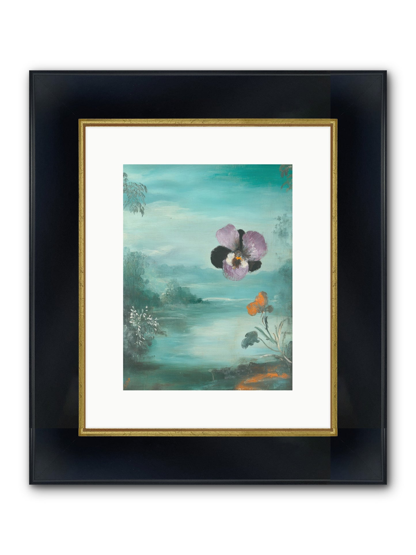 Velvet Whisper Framed Print - Wide Black w/Gold 9x12